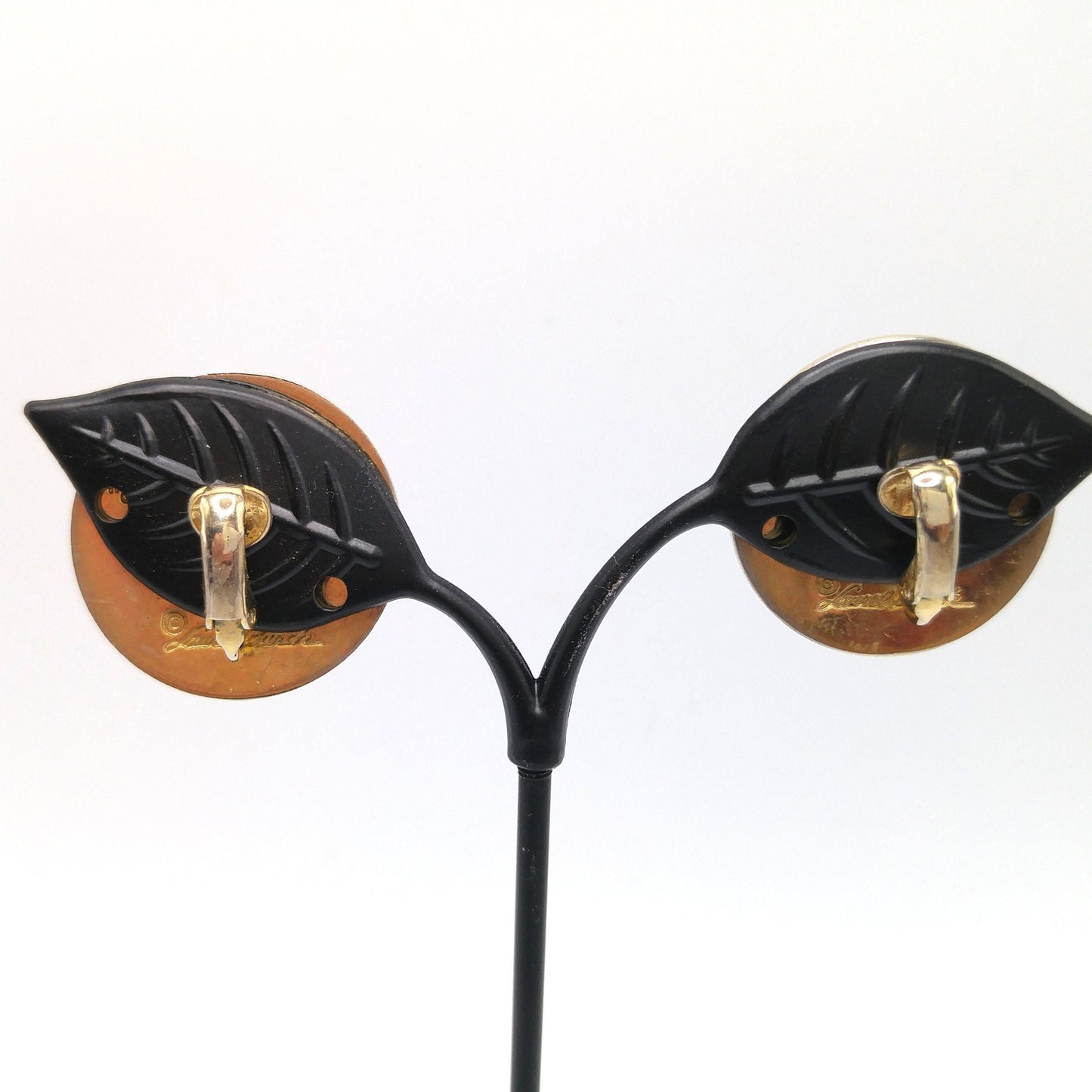 Vintage Laurel Burch "Celestial Birds" Clip Earrings, Gold Plated