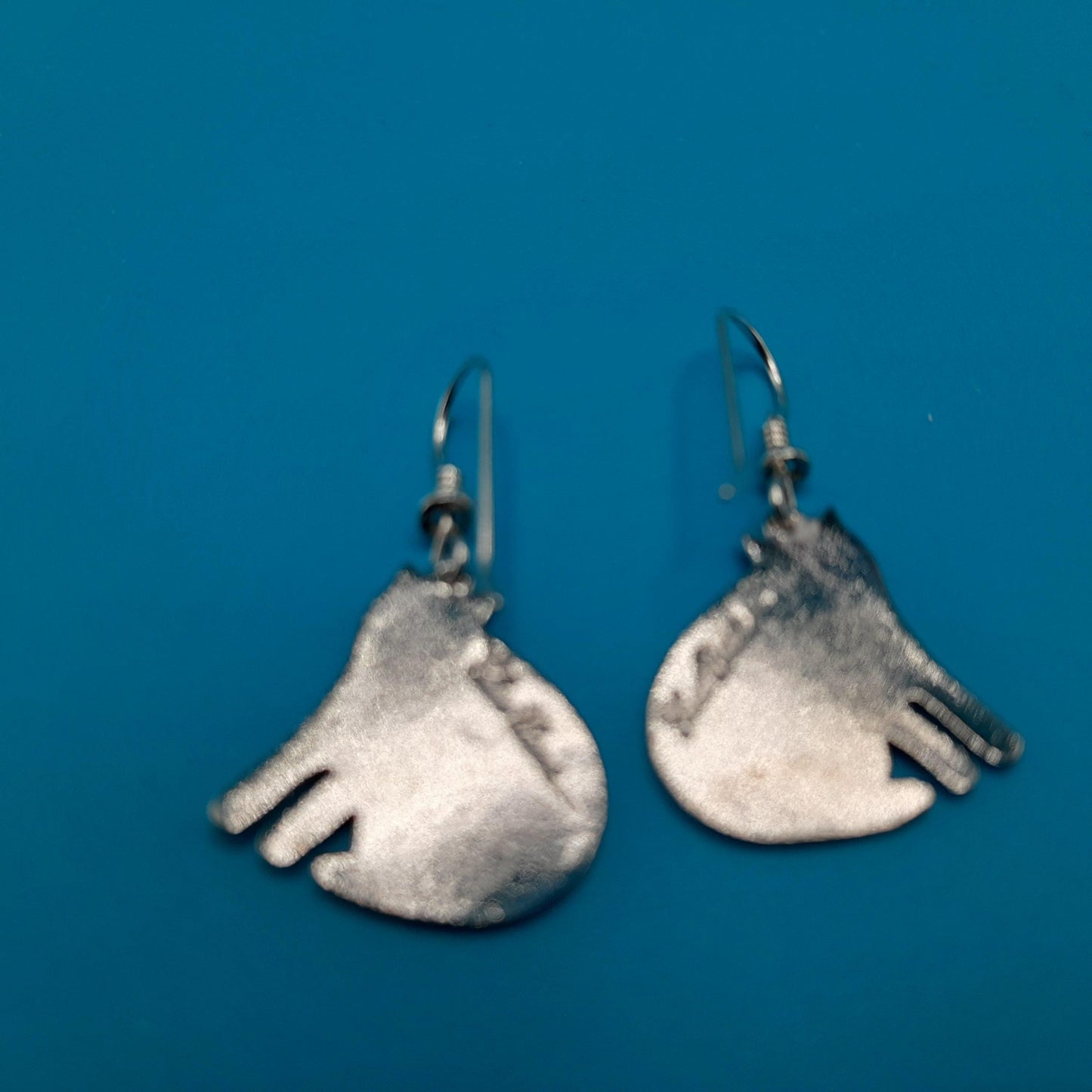 Vintage Laurel Burch Keshire Cat Earrings, Rhodium Plated