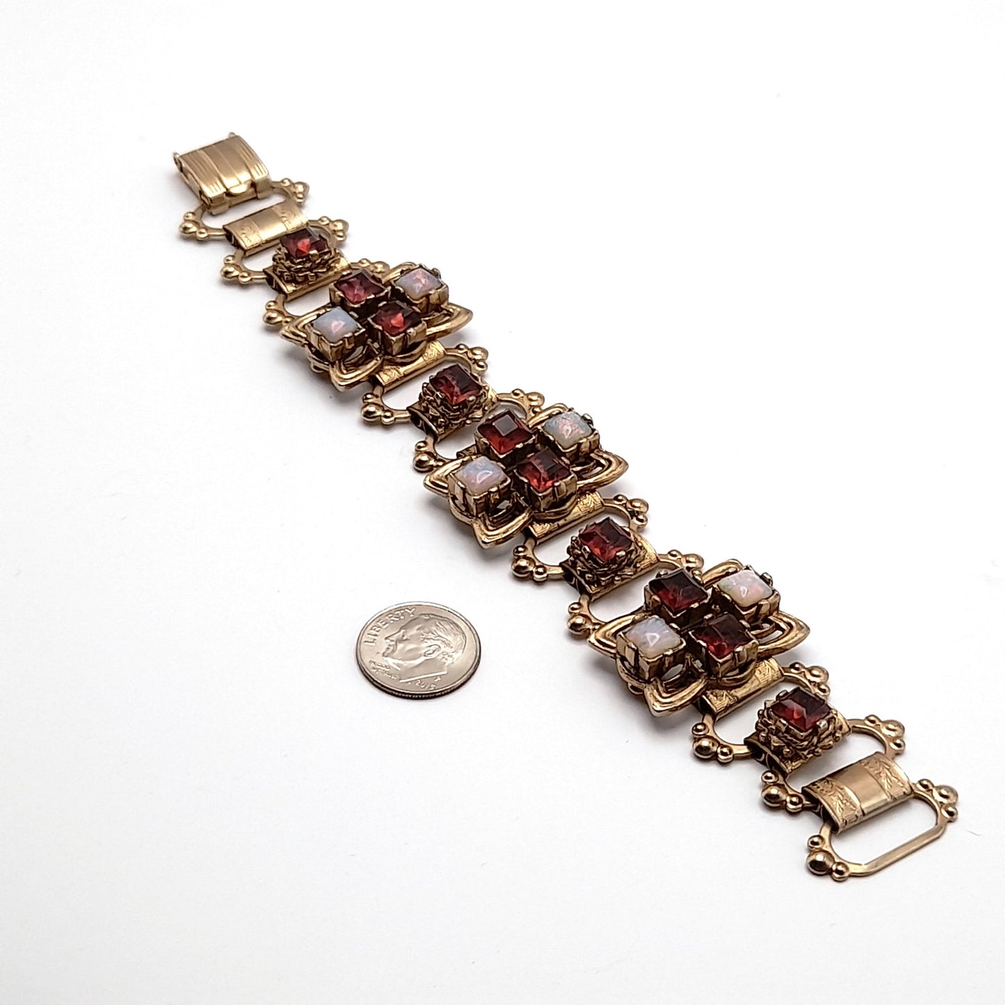 Vintage Purple Opalescent Cabochon Book Chain Bracelet