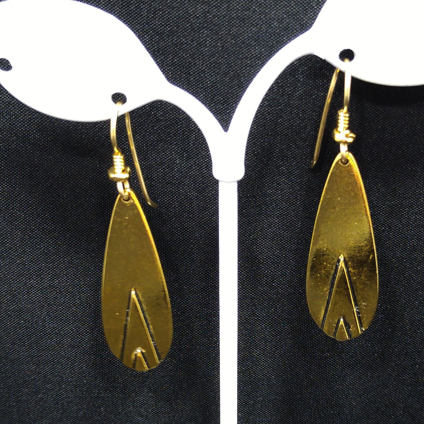 Vintage Laurel Burch Geometric Design Earrings, Gold Plated, 1980s Jewelry