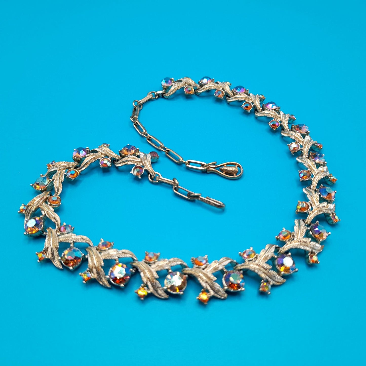 Vintage Coro Aurora Borealis Topaz Choker Necklace, 1960s, 16 Inches