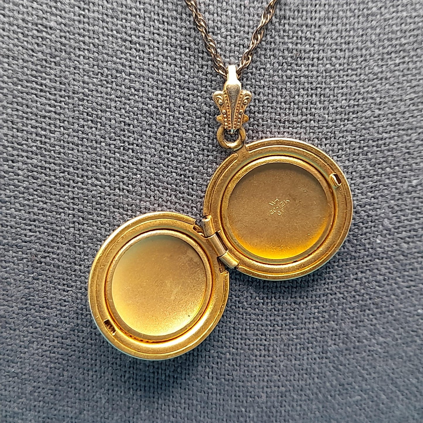 Vintage Gold Filled Locket Pendant, Etched Heart, Holds Two Photos, 1950s Jewelry