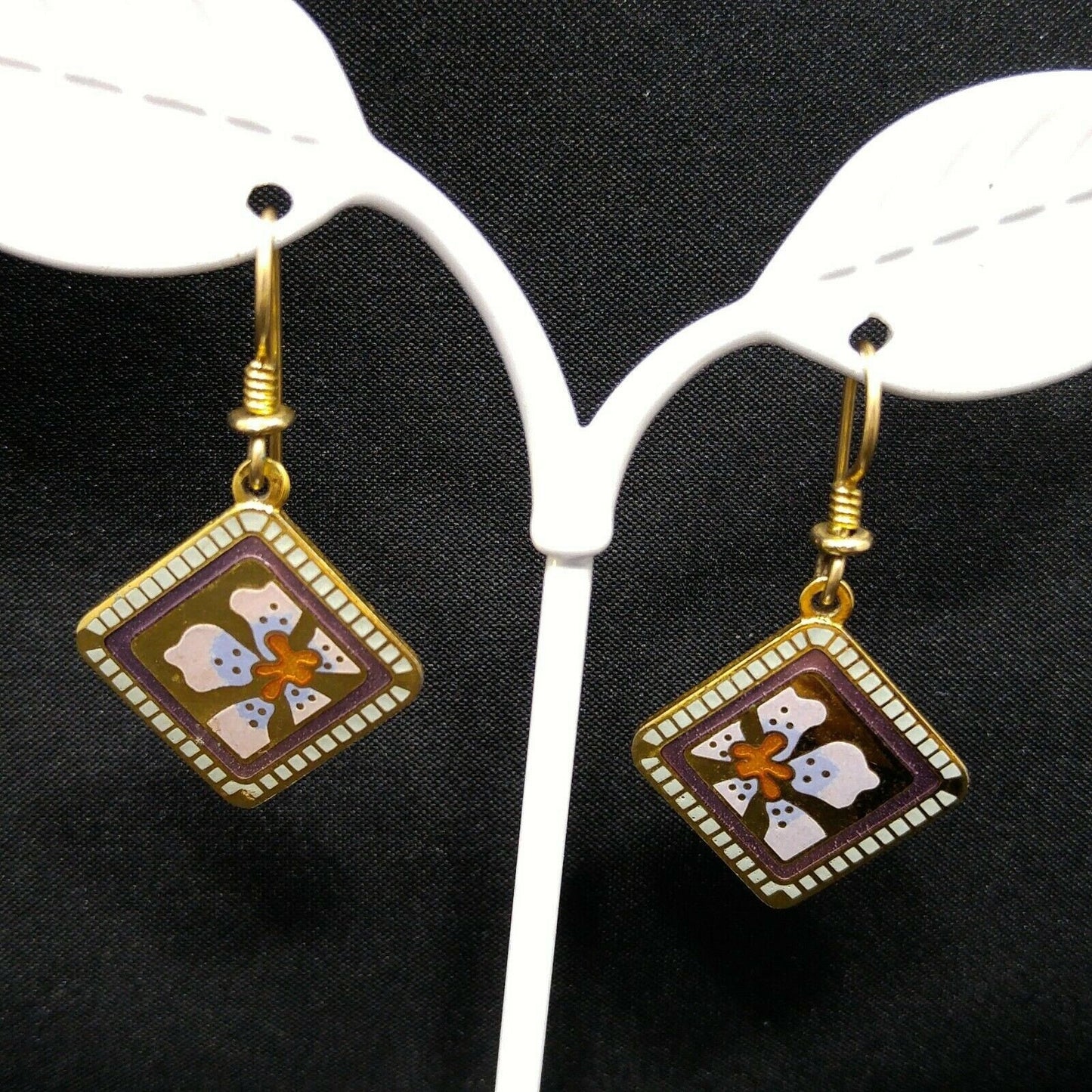 Vintage Laurel Burch "Jasmine For Jodi" Earrings, Pink Flower Gold Plated, 1980s