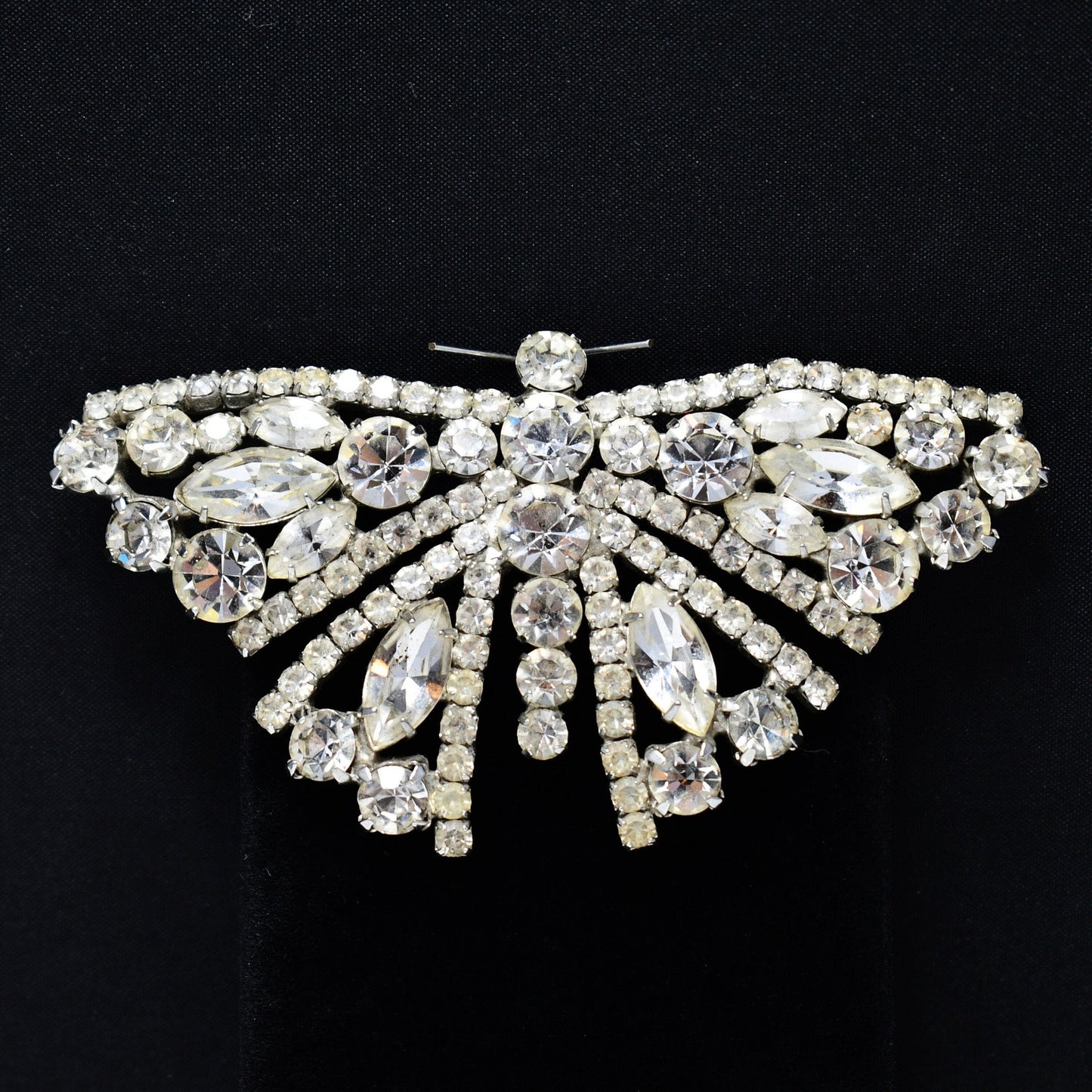 Tammey Jewels Clear Rhinestone Butterfly Brooch, 1960s Vintage Jewelry