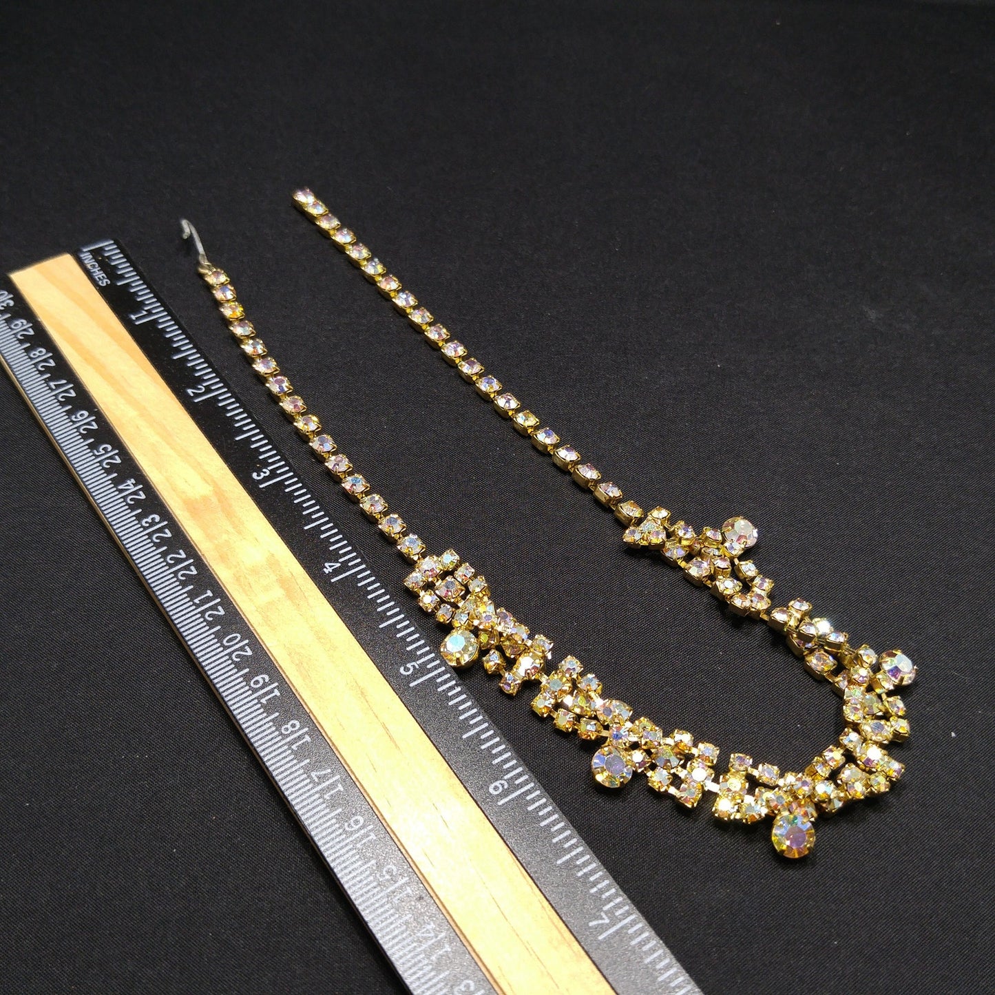 Aurora Borealis Rhinestone Choker Necklace, 1960s Vintage Jewelry