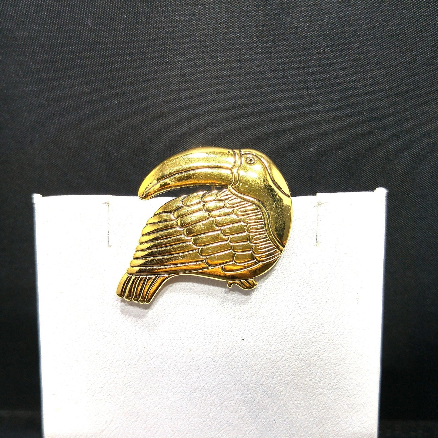 Vintage Laurel Burch Toucan Bird Brooch, Gold Plated