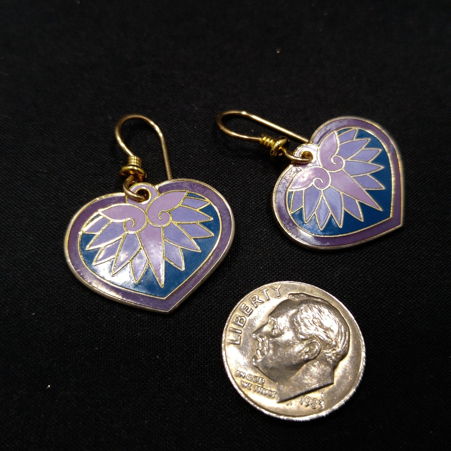 Vintage Laurel Burch "Hollyhock" Floral Earrings, Gold Plated Enamel Pink Purple