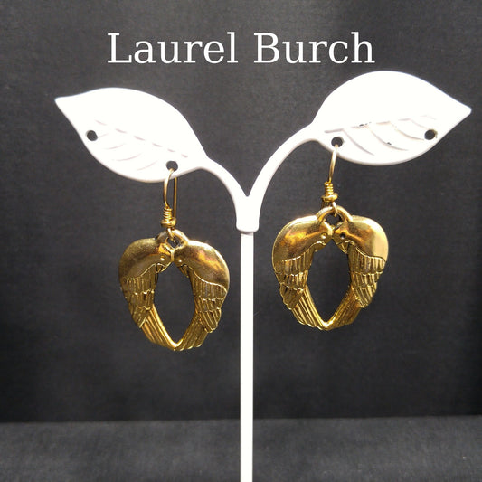 Vintage Laurel Burch Song Sparrows Earrings, Gold Plated
