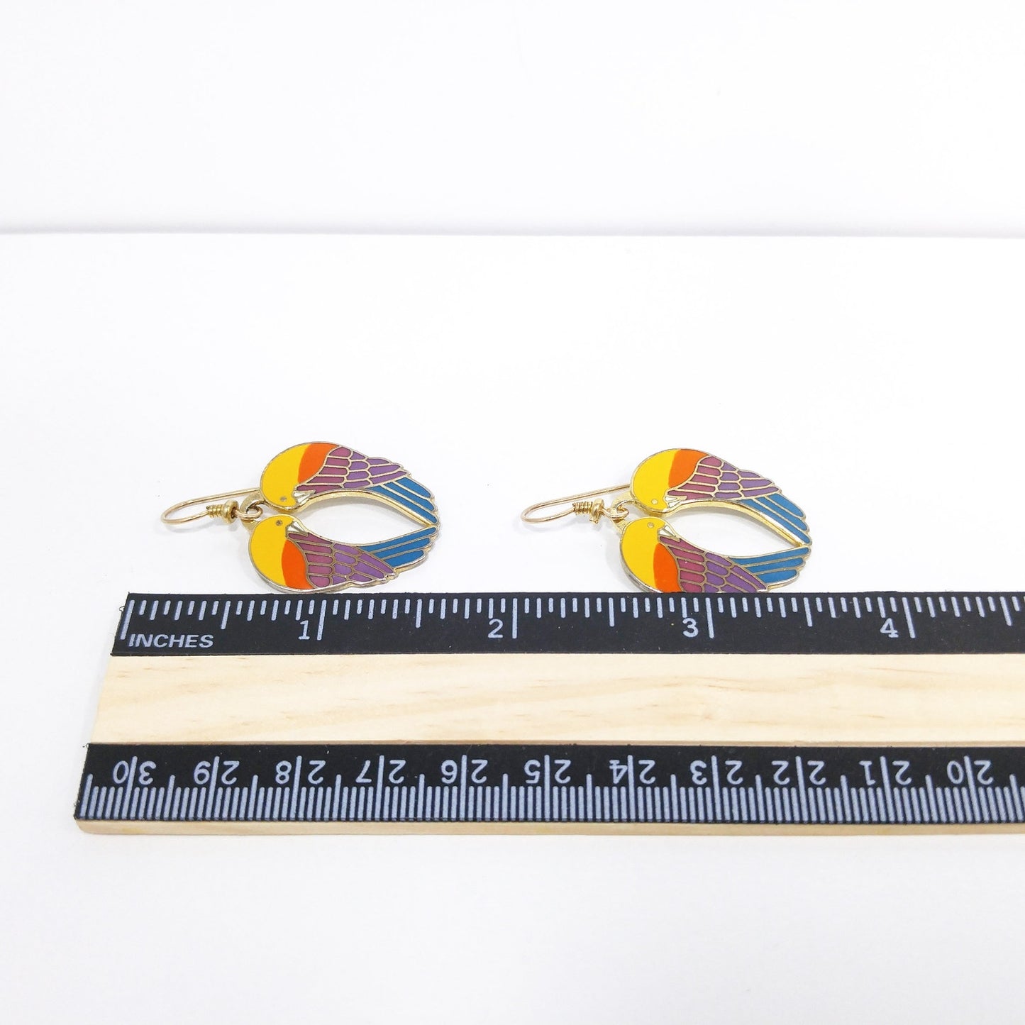 Vintage Laurel Burch "Song Sparrows" Earrings, Gold Plated, 1980s