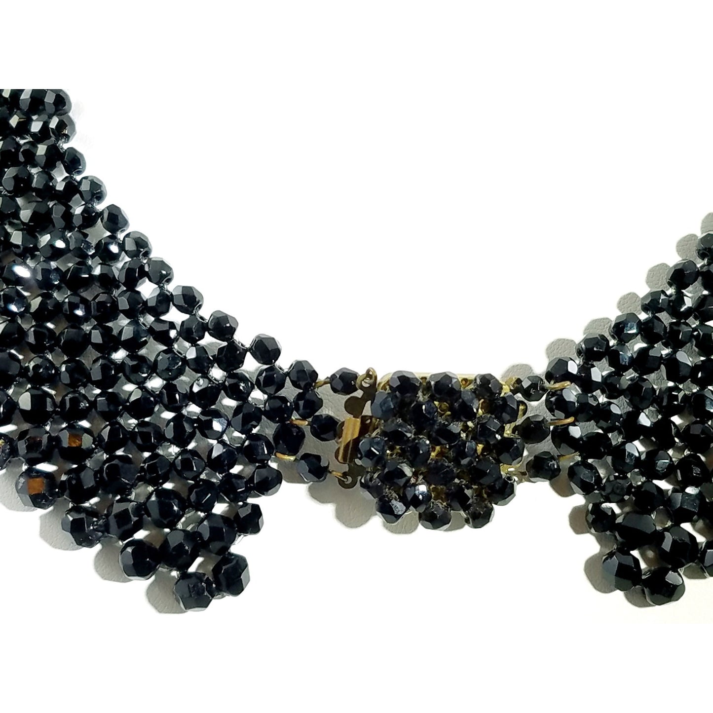 Vintage Victorian Black Crystal Beaded Collar, 1930s, 17 Inches