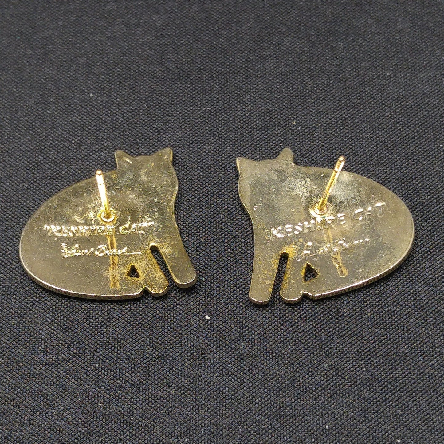 Vintage Laurel Burch "Keshire Cat" Red Post Earrings, Gold Plated