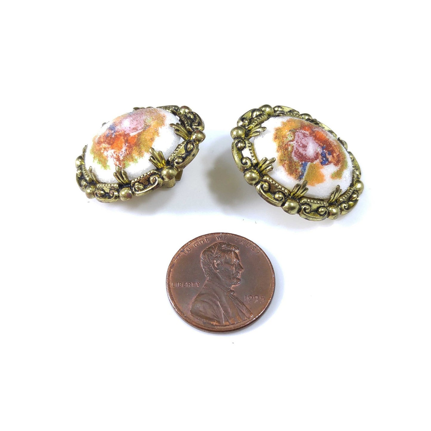West Germany Loving Embrace Clip Earrings, Sand Glass, 1950s Vintage Jewelry