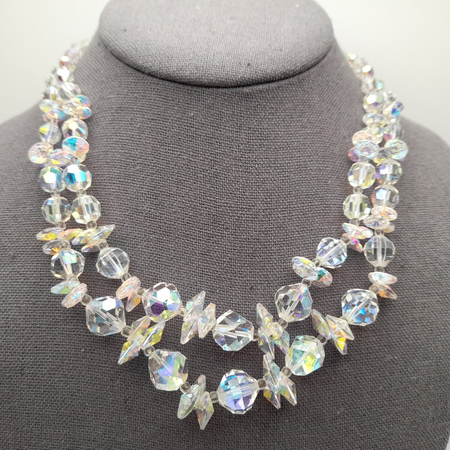 Vendome Aurora Borealis Crystal Necklace, Two Strands