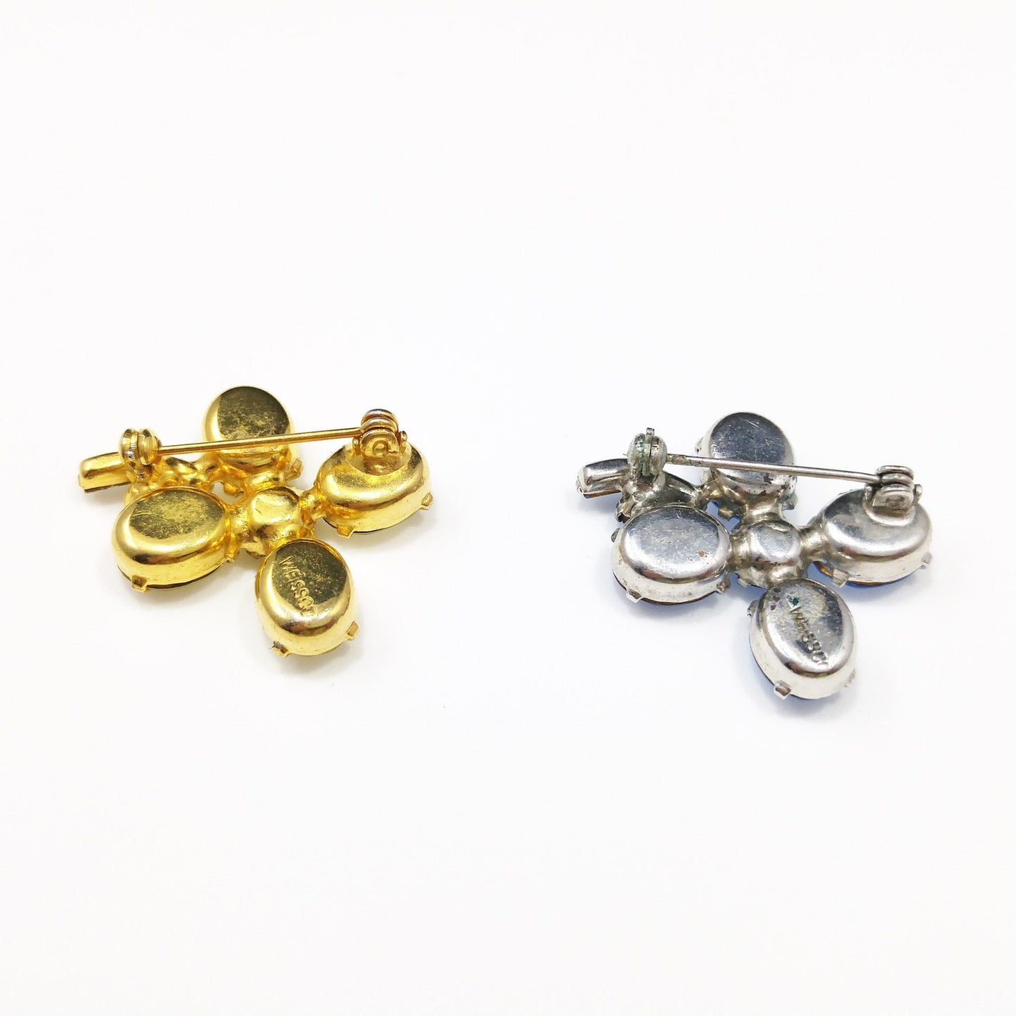 Vintage Weiss Two Set Crystal Brooches, 1947 Signed Weissco 1940 Vintage Jewelry