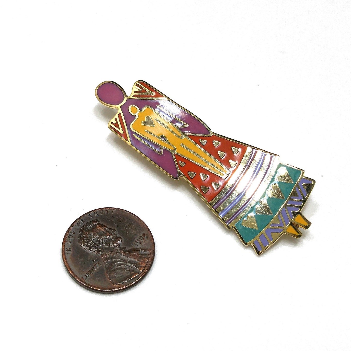 Laurel Burch "Mother and Child" Brooch, 1980s Vintage, Gold Plated