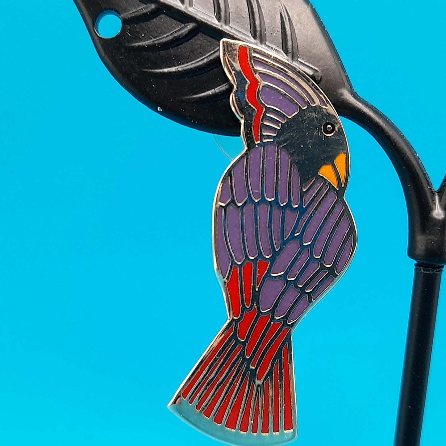 Laurel Burch "Cockatoo" Bird Post Earrings, Gold Plated, 1980s Vintage Jewelry
