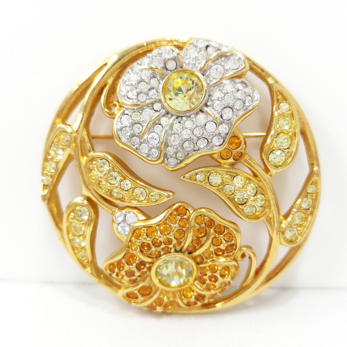 Swarovski Rhinestone Harmony Brooch, "Garden of Tranquility", Gold Plated, 2001 Vintage Jewelry