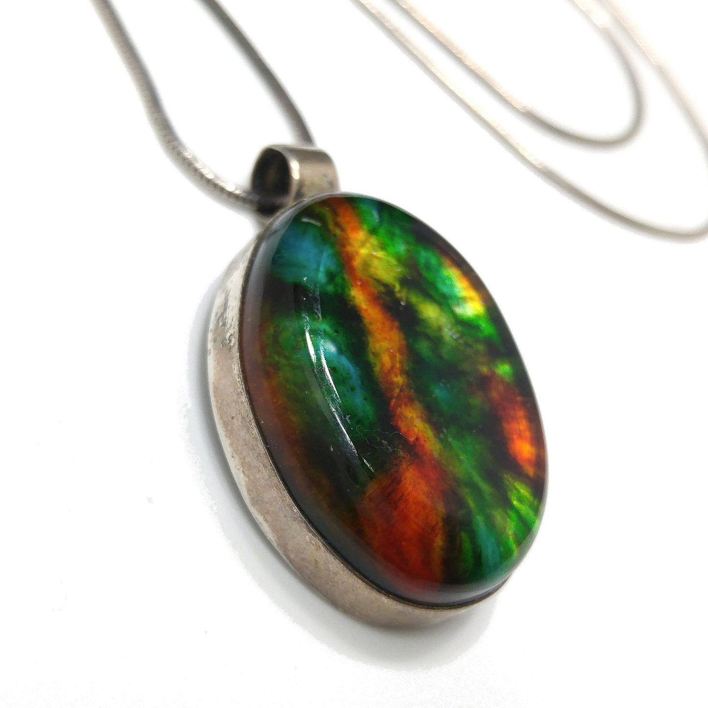 Vintage Italy Art Glass Pendant, Sterling Silver, 1970s Vintage Jewelry