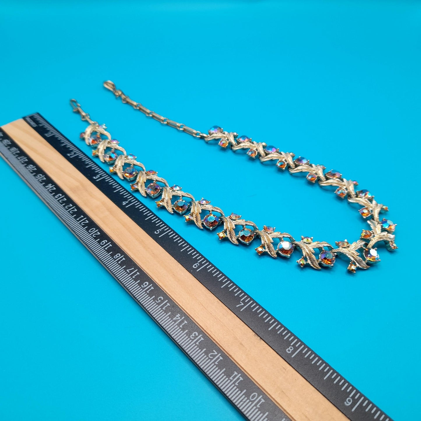 Vintage Coro Aurora Borealis Topaz Choker Necklace, 1960s, 16 Inches