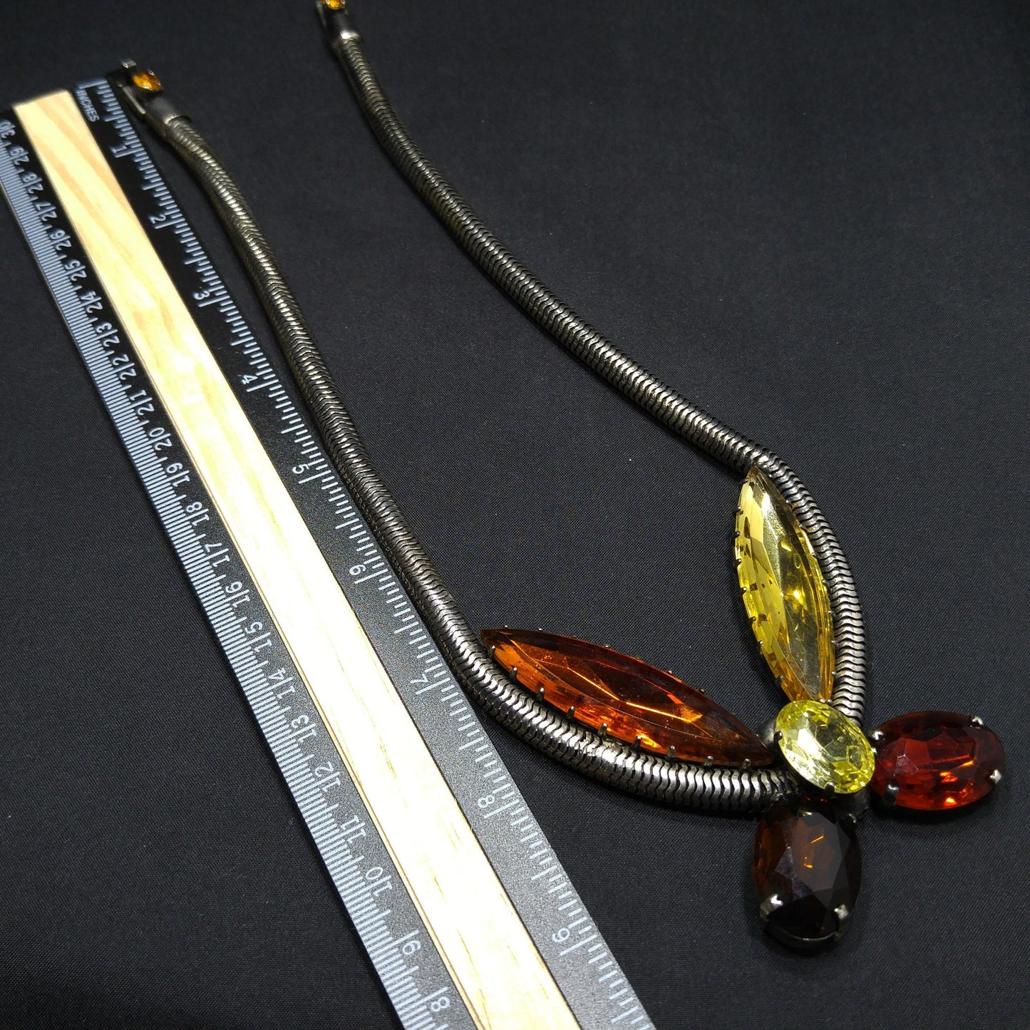 Large Rhinestone Butterfly Necklace, Mara Kibian Bijoux Jewelry, Snake Chain
