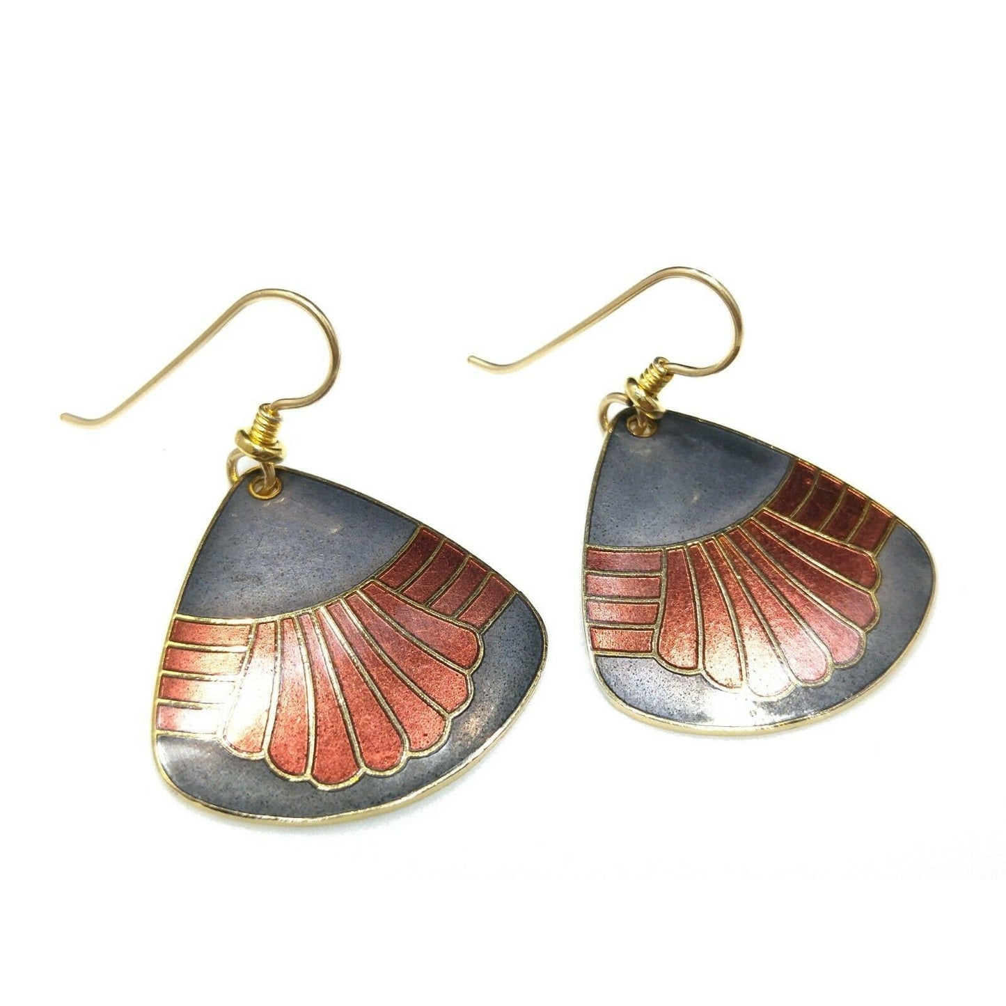 Laurel Burch Waterfall Design Earrings, Gold Plated, 1980s Vintage Jewelry