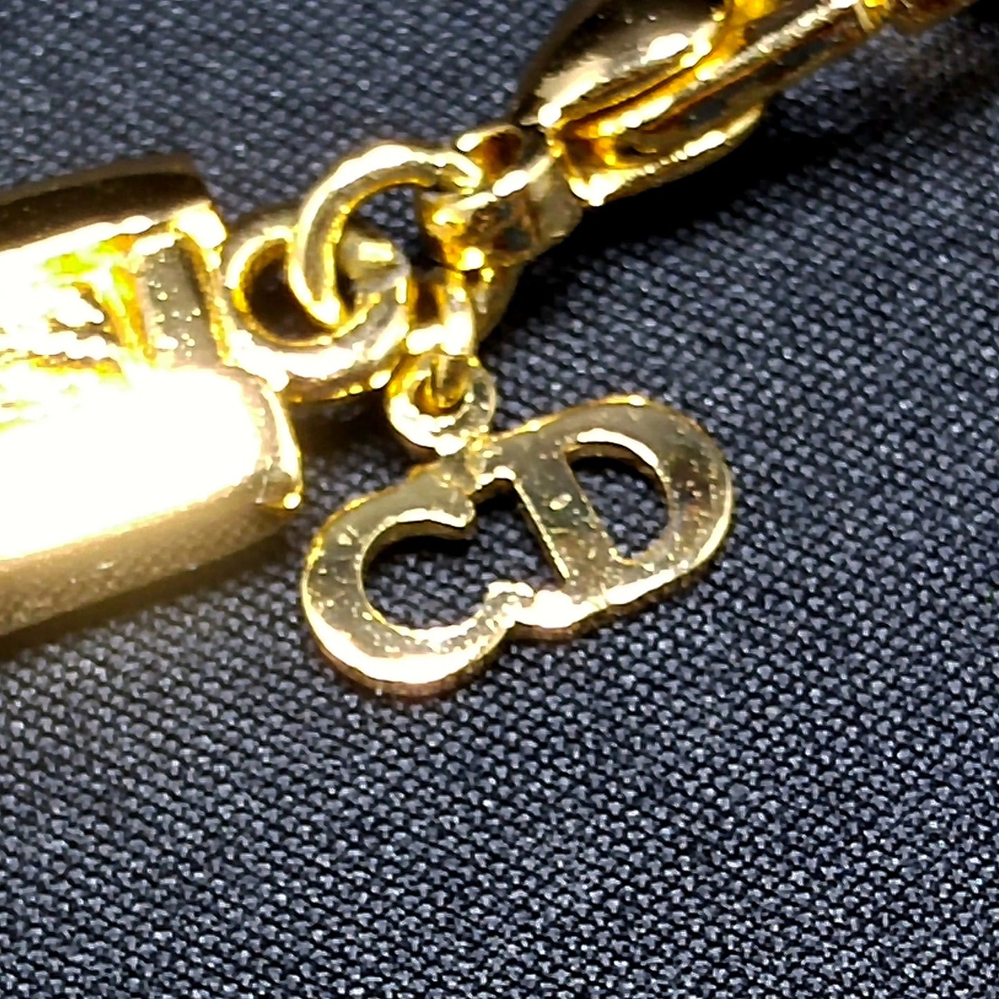 Vintage Christian Dior Choker Textured Links Necklace, Gold Plated, 1980s