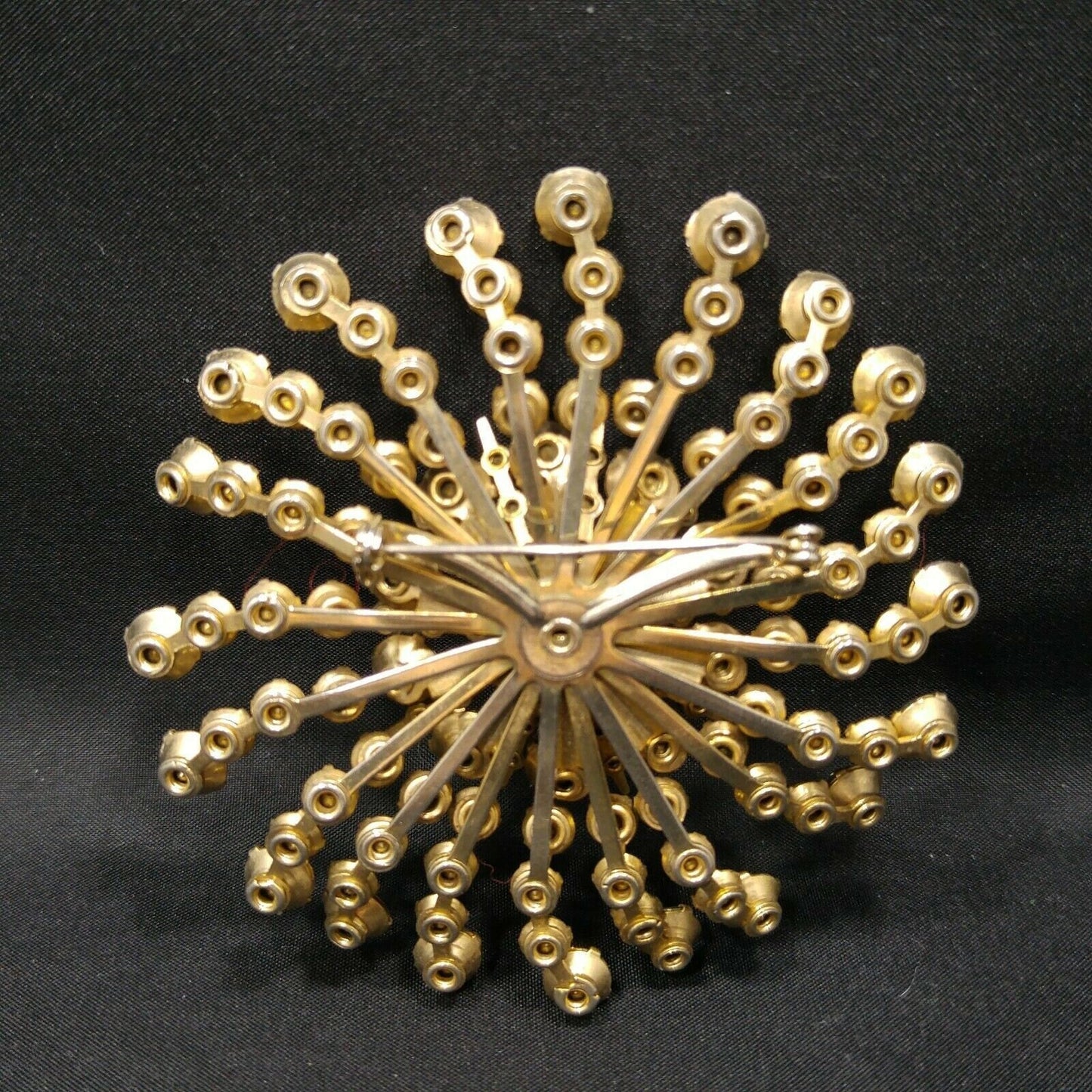 Vintage 1950s Rhinestone Flower Brooch Large Gray Topaz Floral Burst Pin