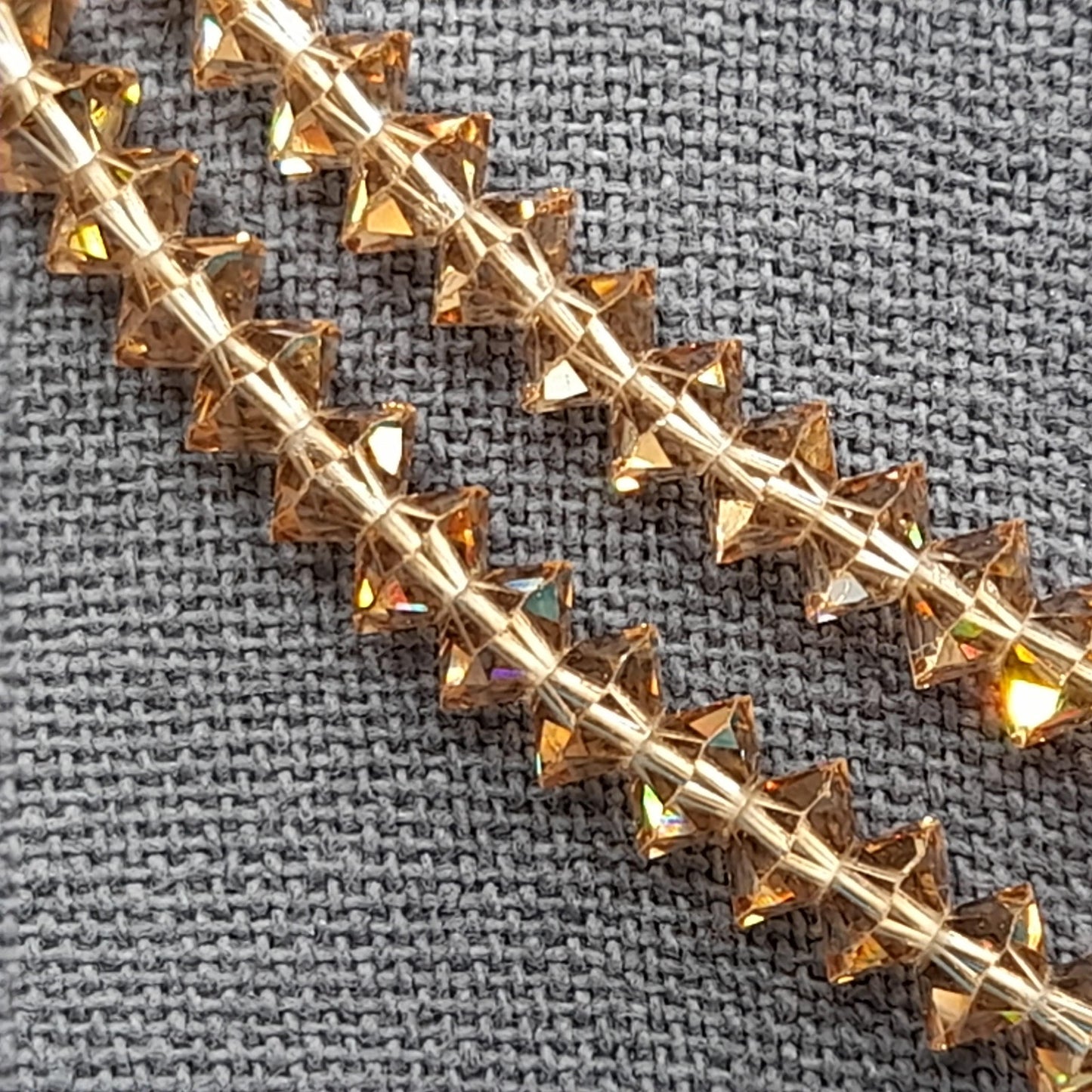 Light Topaz Crystal Necklace, Aurora Borealis, Rhinestone End Bars, 1960s Vintage Jewelry
