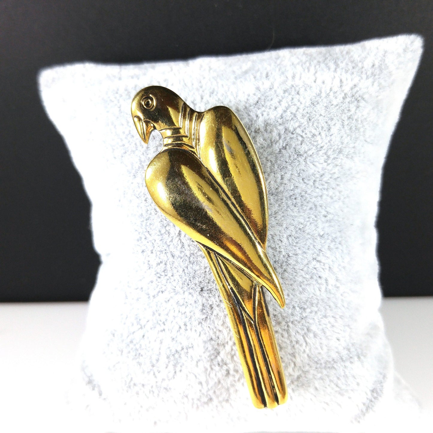 Laurel Burch Parrot Brooch & Pendant, Gold Plated, 1980s Vintage Jewelry