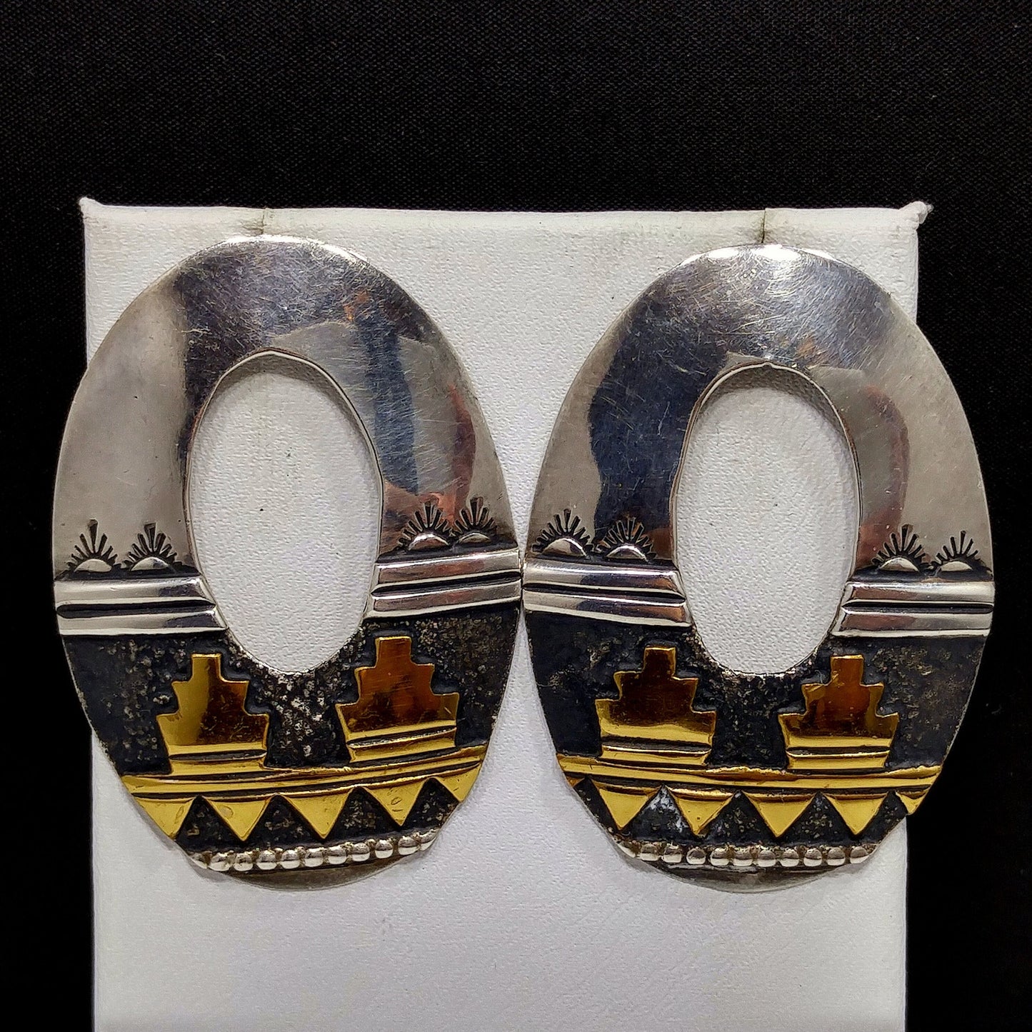 Thomas Singer Sterling Earrings, Navajo Post Silver, 1980's Vintage Jewelry