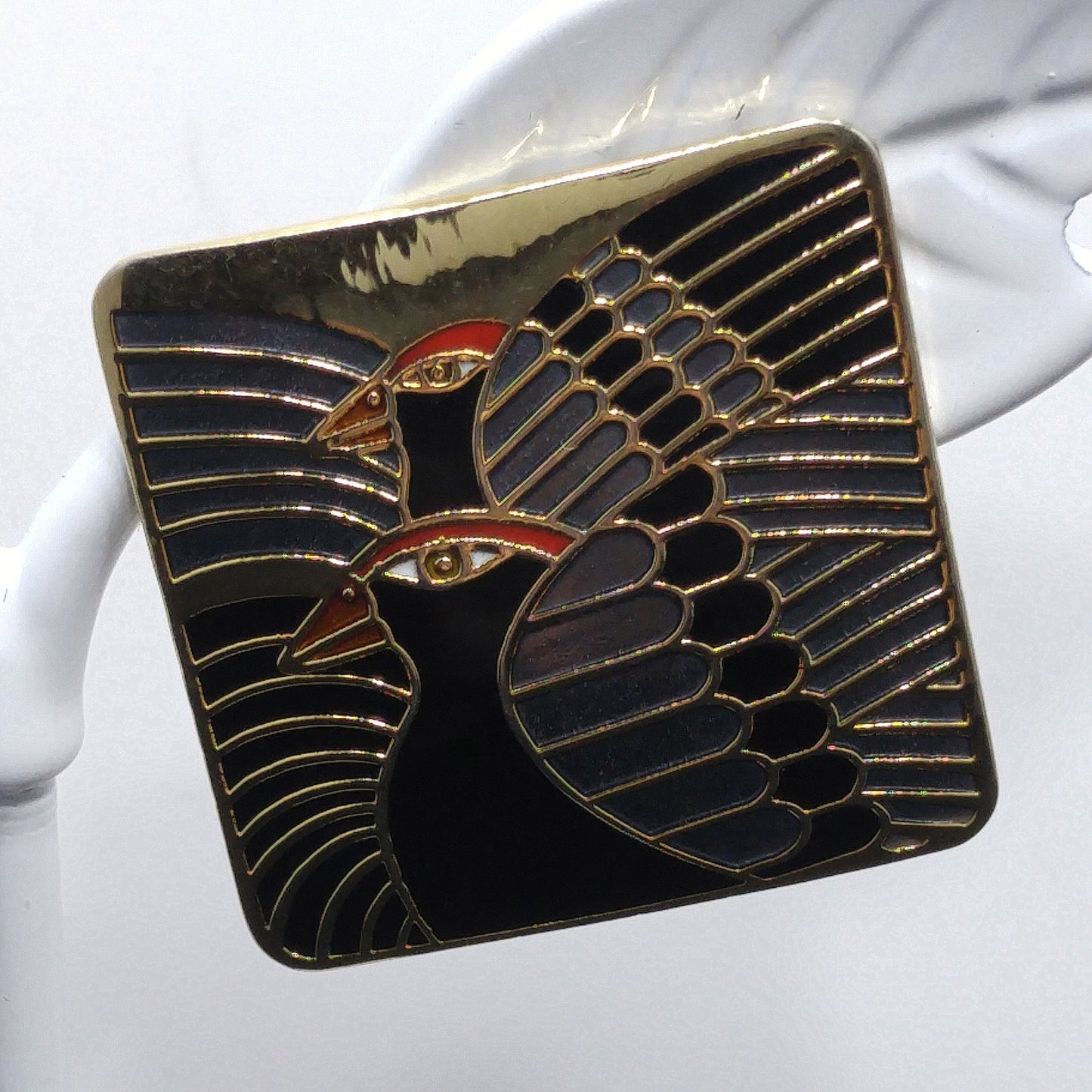 Laurel Burch "Moondoves" Post Earrings, Black Birds, Gold Plated, 1980s