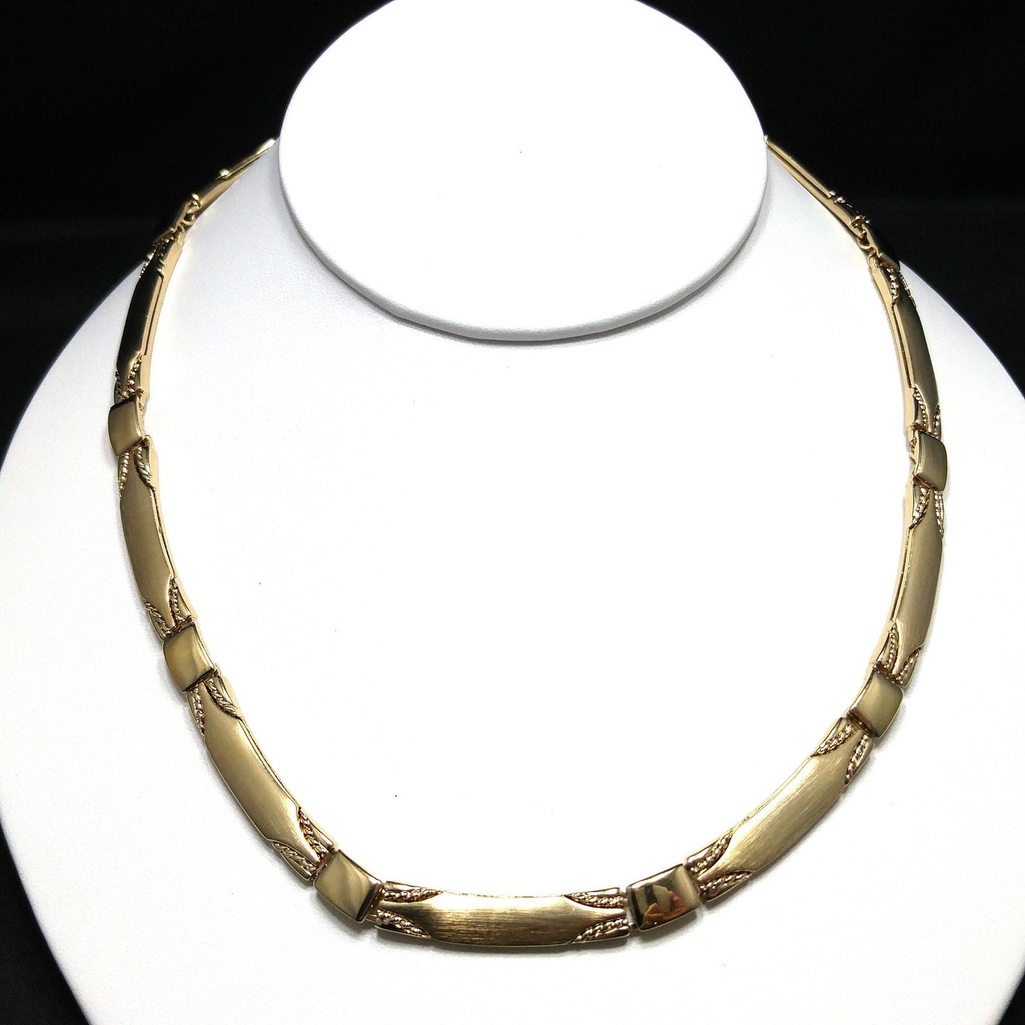 Monet Satin Finish Choker Necklace, Gold Plated, 1950 Vintage Jewelry