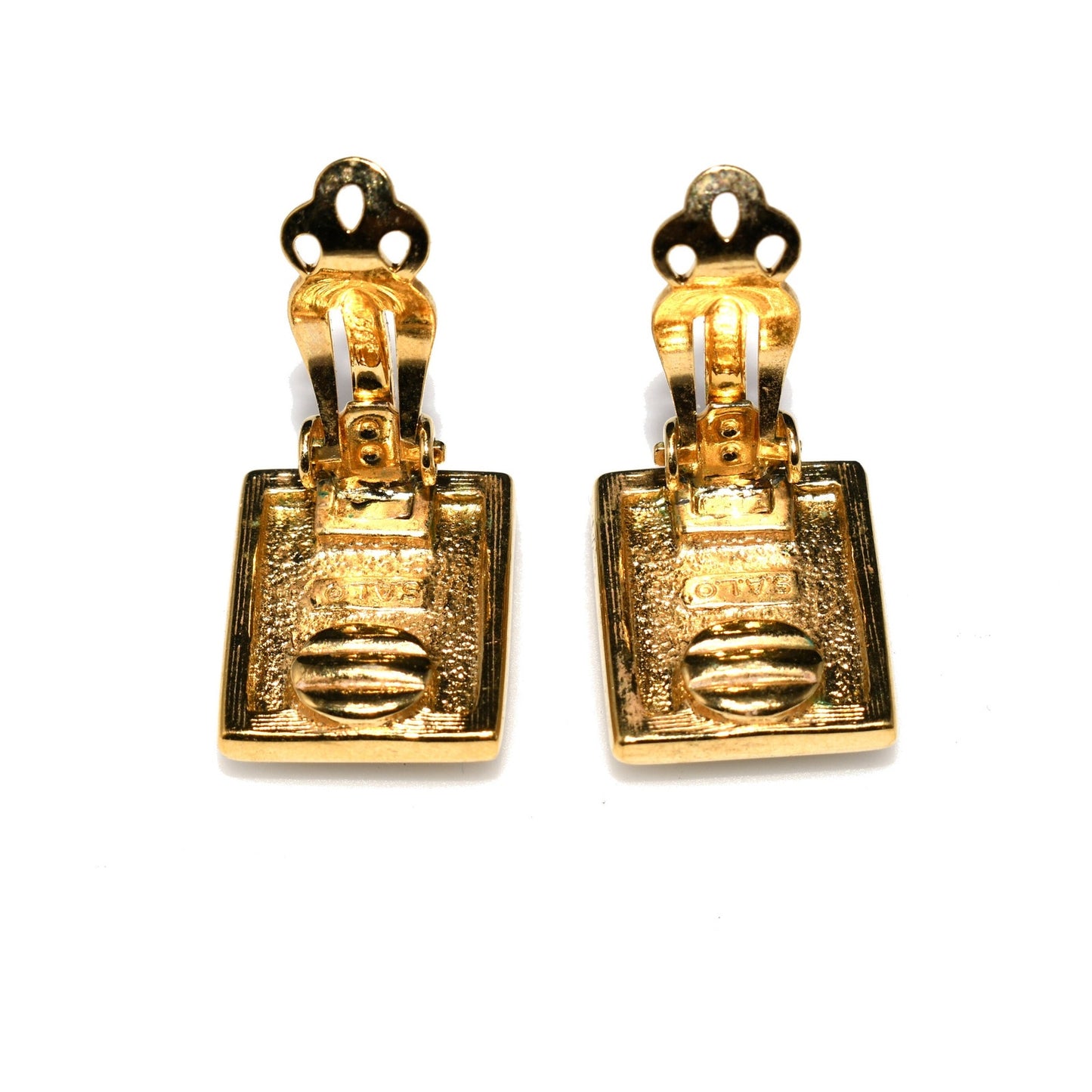 S.A.L. Swarovski Purple Crystal Small Clip Earrings, Gold Plated, Austrian Crystal, 1970s Vintage Jewelry