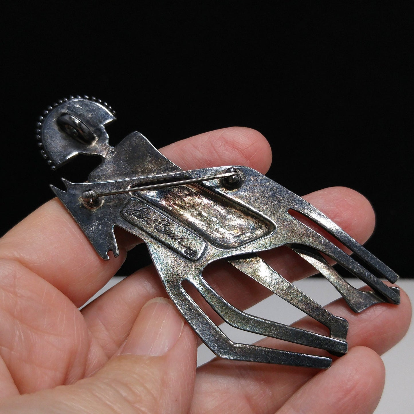 Laurel Burch Spirit Man and Horse Brooch & Pendant, Rhodium Plated, 1980s
