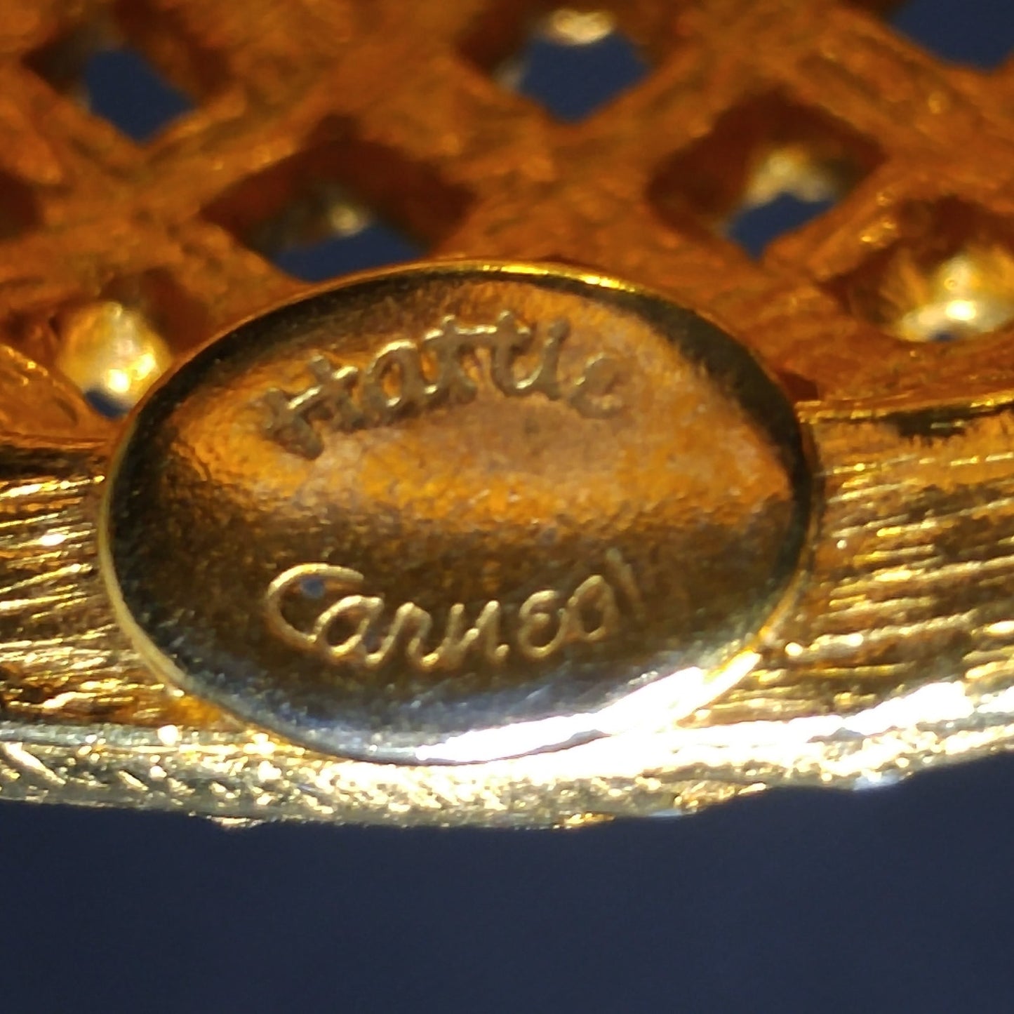 Hattie Carnegie Basket Weave Brooch, Designer Signed, 1950s Vintage Jewelry