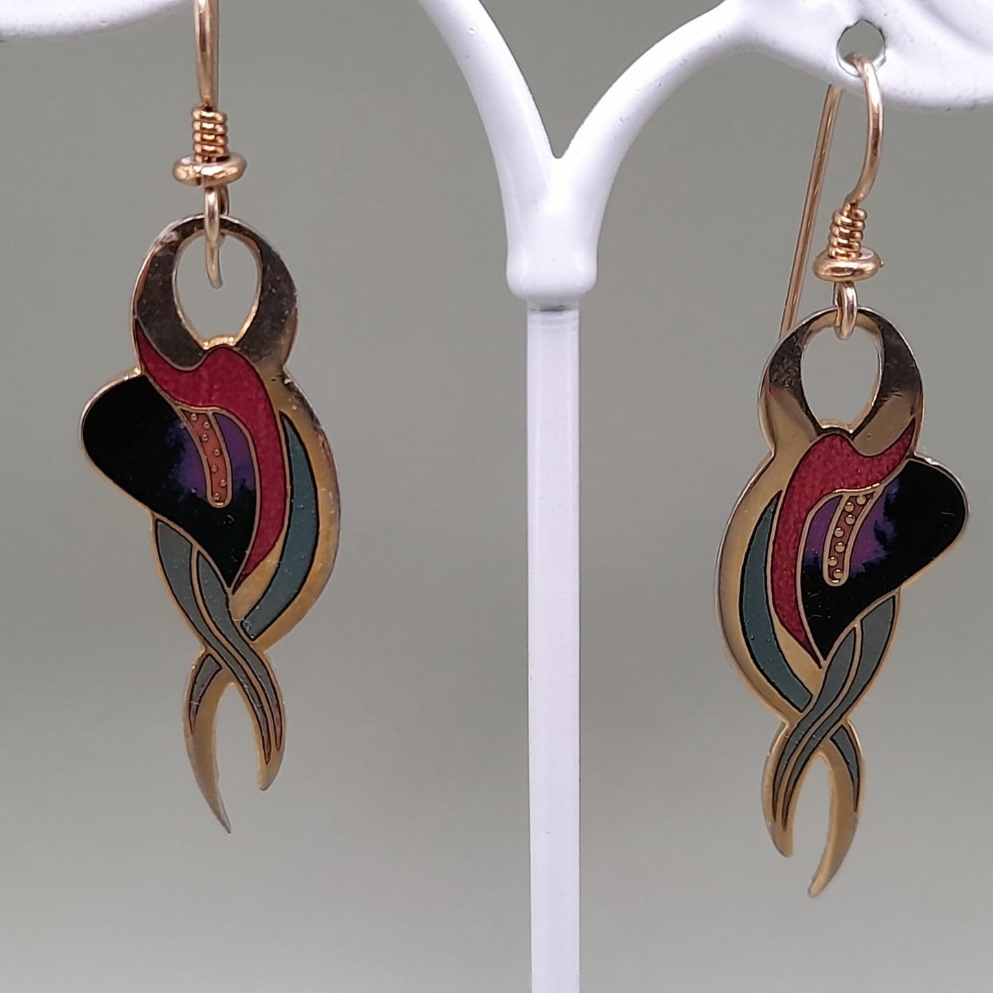 Vintage Laurel Burch "Everlasting Lily" Earrings, Gold Plated
