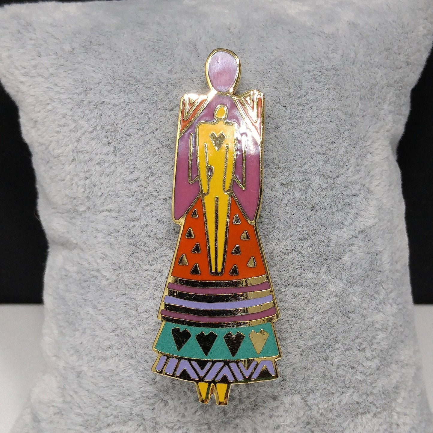Laurel Burch "Mother and Child" Brooch, 1980s Vintage, Gold Plated