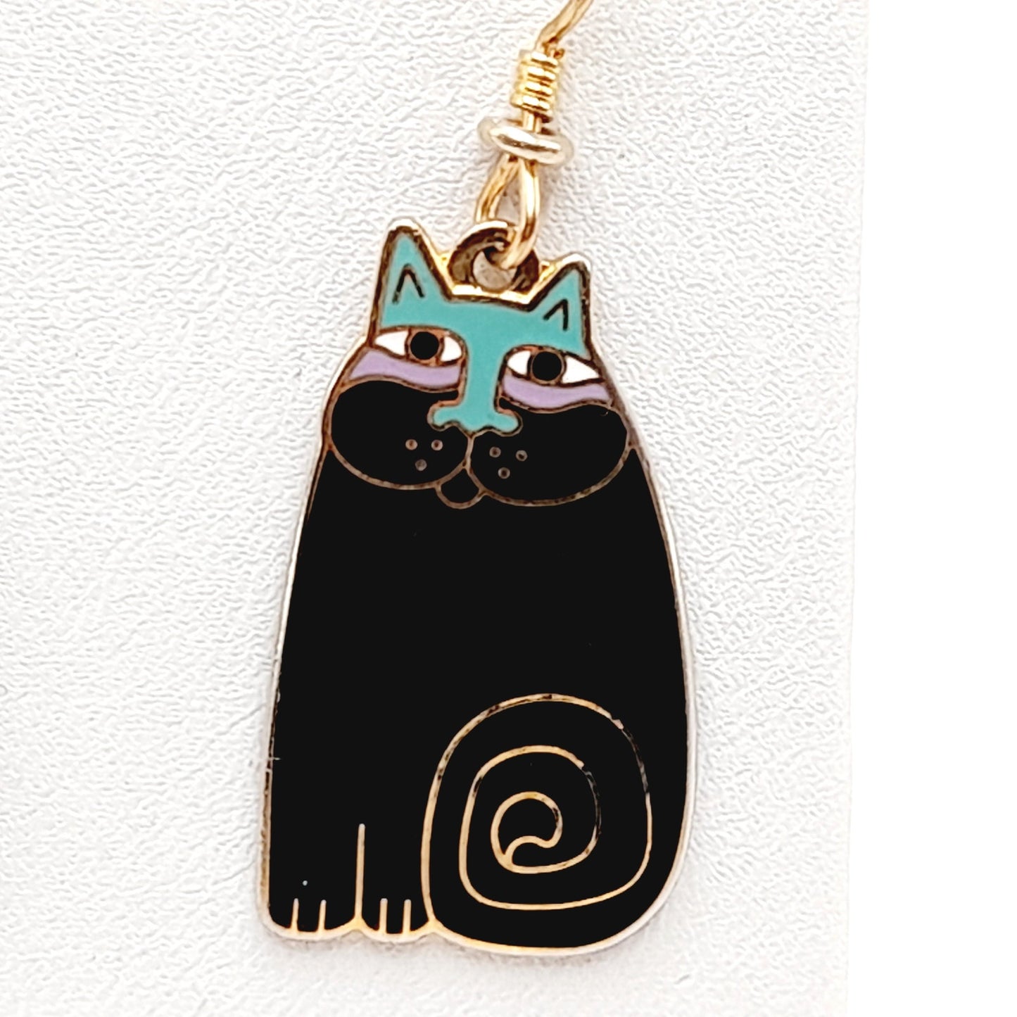Vintage Laurel Burch Olivia Black Cat Earrings