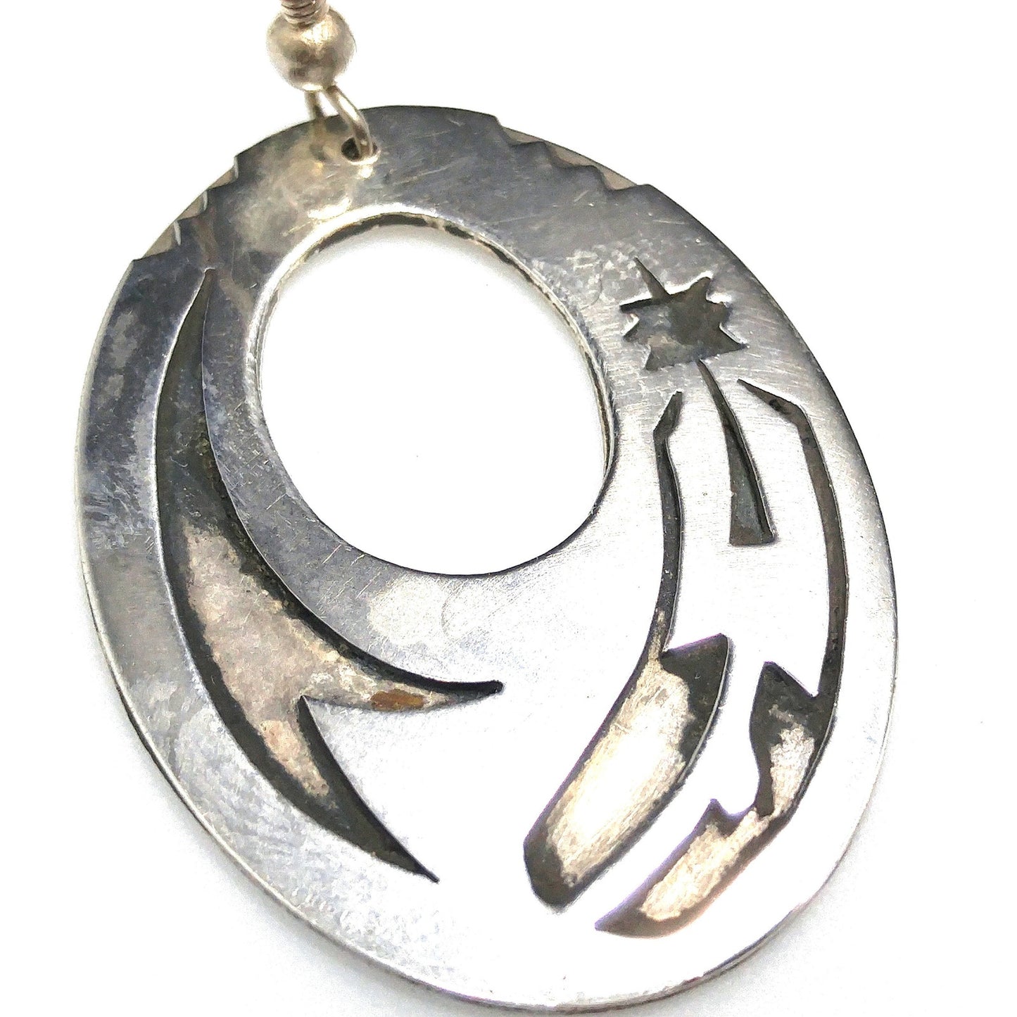 Silver Navajo Handmade Earrings, Unknown Mark, Vintage Jewelry