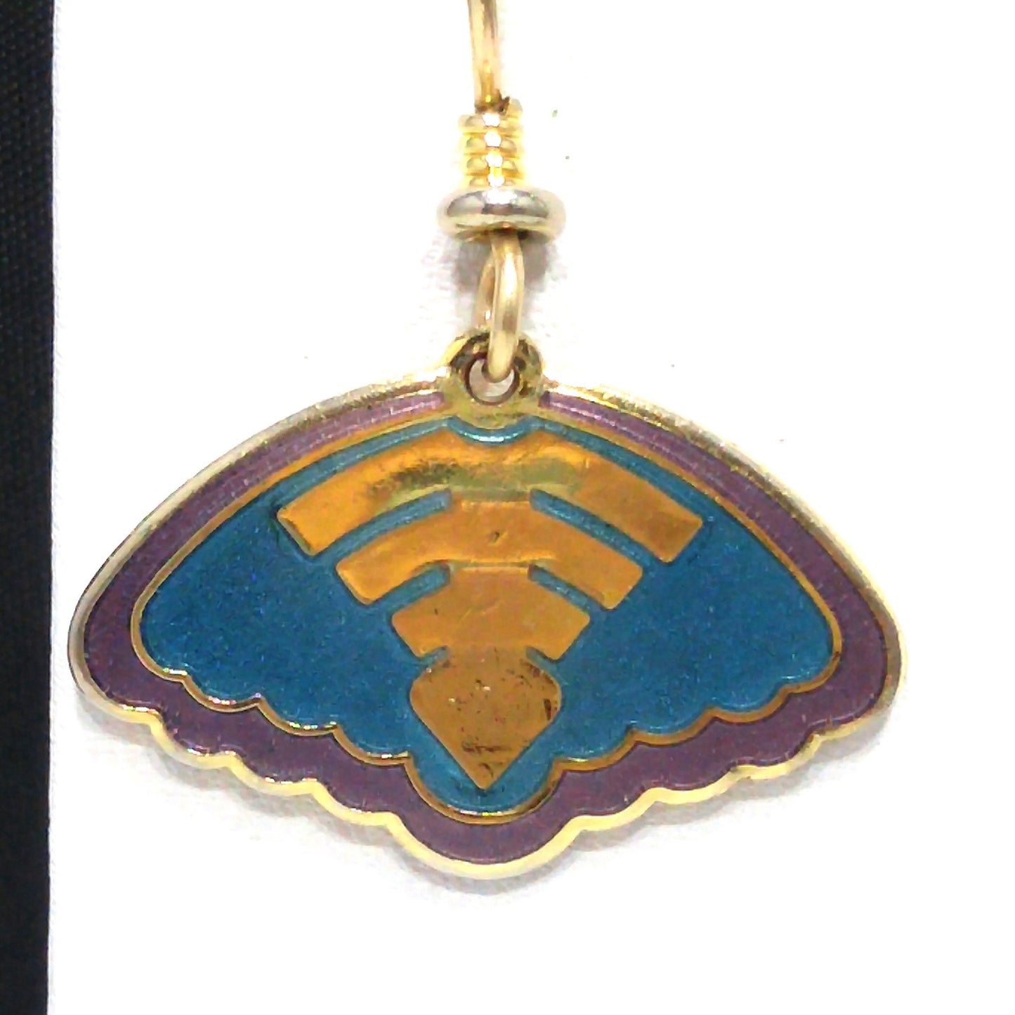 Vintage Laurel Burch Teal Enamel Earrings, Gold Plated