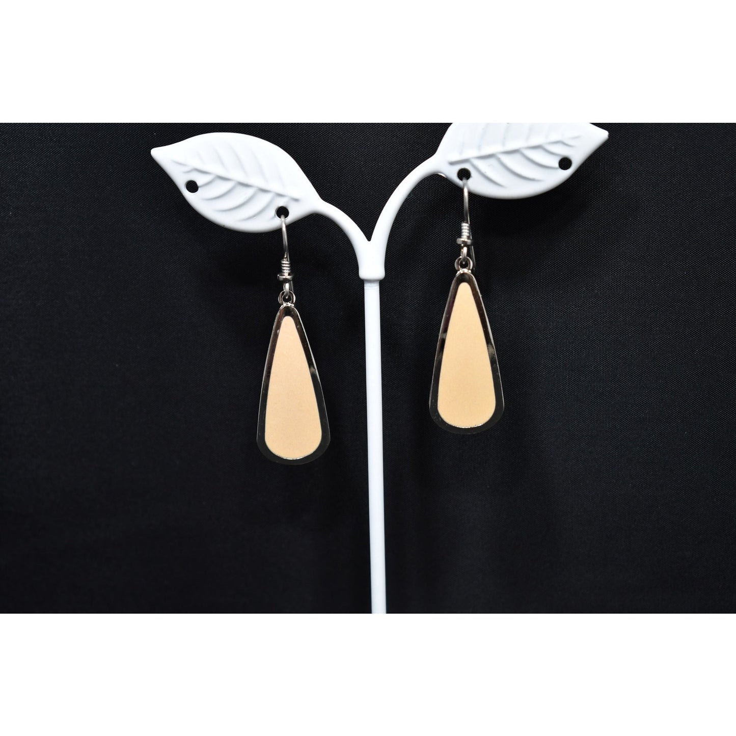 Laurel Burch Beige & Silver Tone Earrings, Gold Plated, 1980s Vintage Jewelry