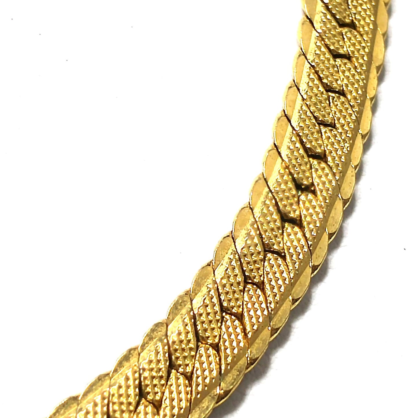 Monet Herringbone Choker Necklace, Gold Plated, 1970s Vintage Jewelry