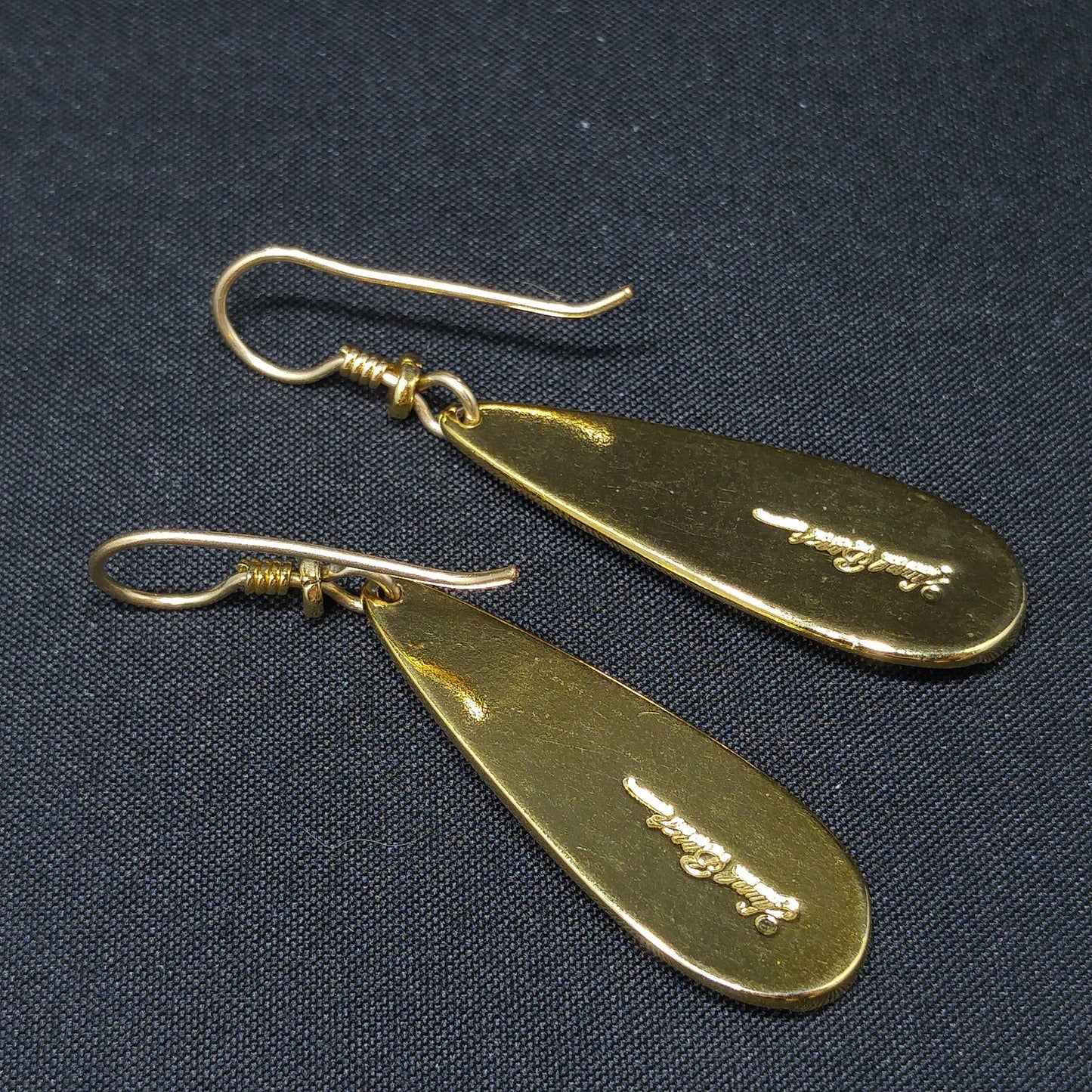 Vintage Laurel Burch Geometric Design Earrings, Gold Plated, 1980s Jewelry