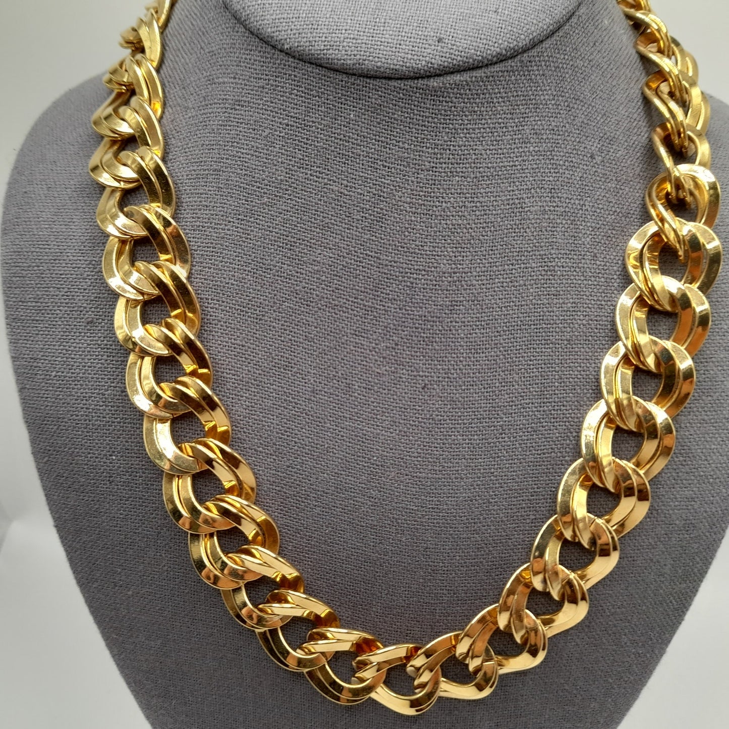Vintage 1980s MONET Double Curb Chunky Chain Necklace, 20 Inches