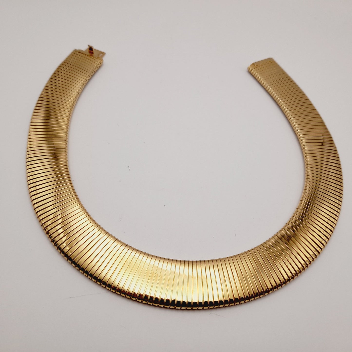 Kenneth Lane Gold Plated Wide Ribbed Choker Necklace