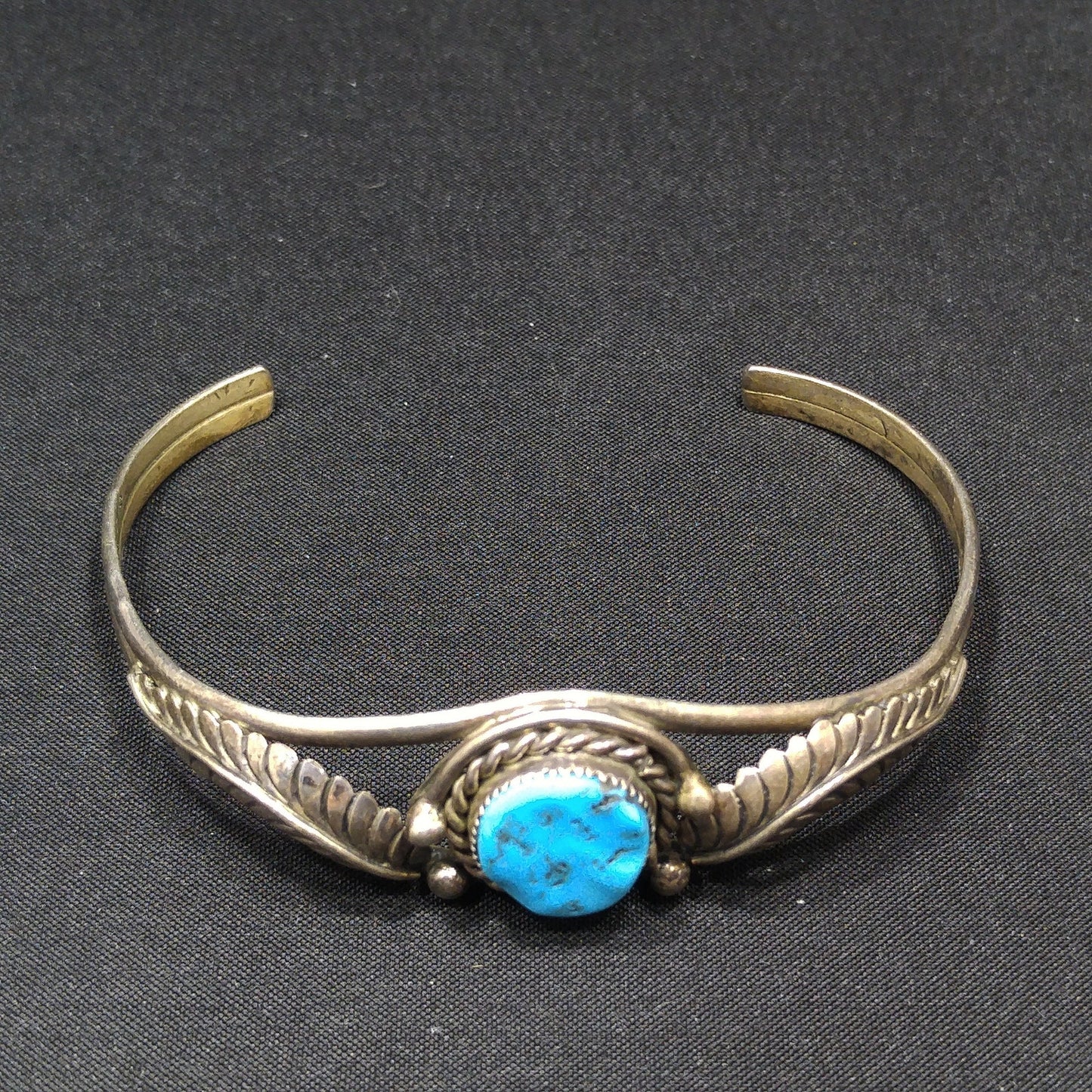 Navajo S. Dickens Cuff Bracelet, Sterling Silver Gemstone, Vintage Jewelry