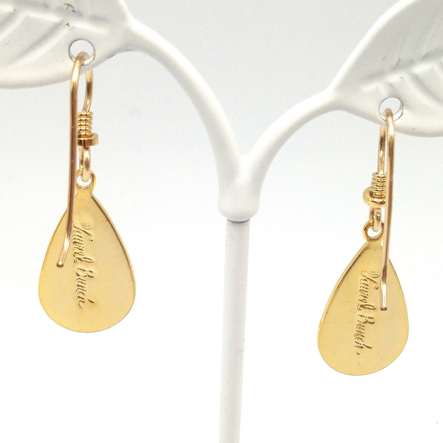 Vintage Laurel Burch Red Teardrop Earrings, Gold Plated, 1980s
