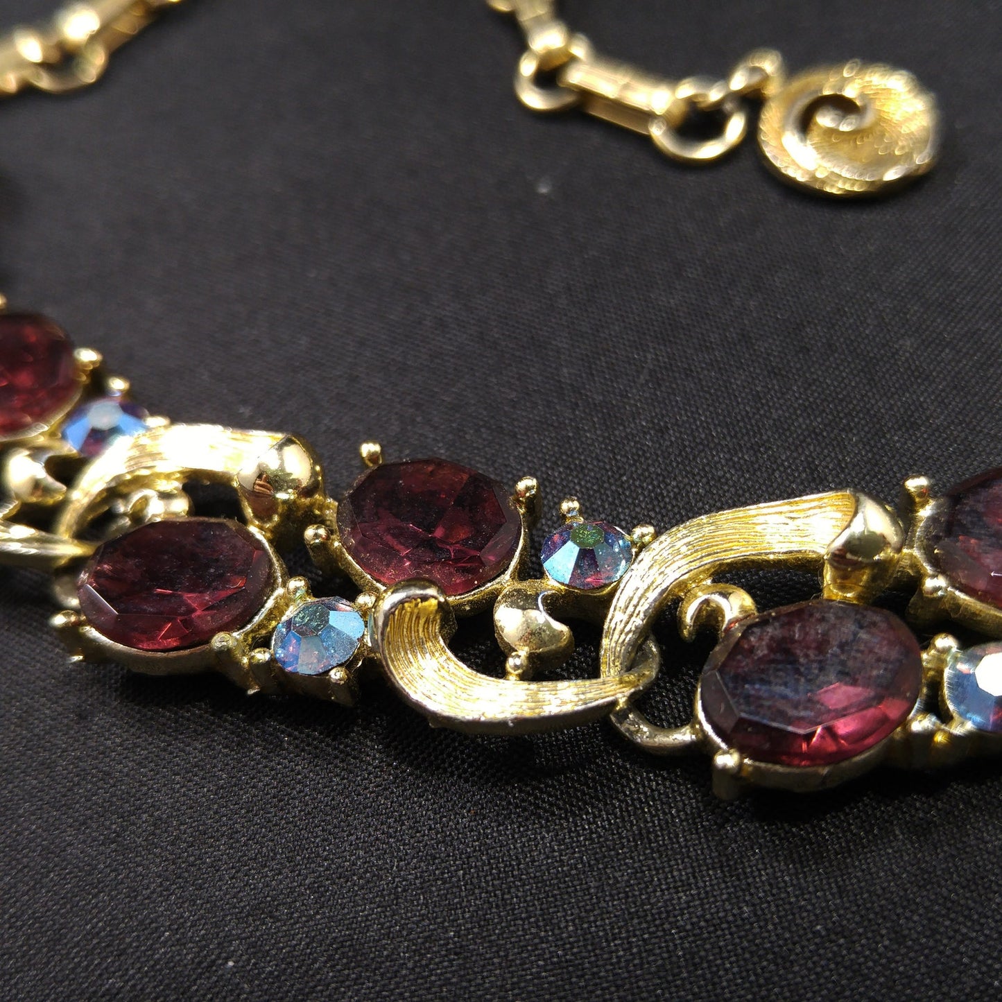 Vintage Lisner Purple Rhinestone Choker Necklace, 1960s Vintage Jewelry