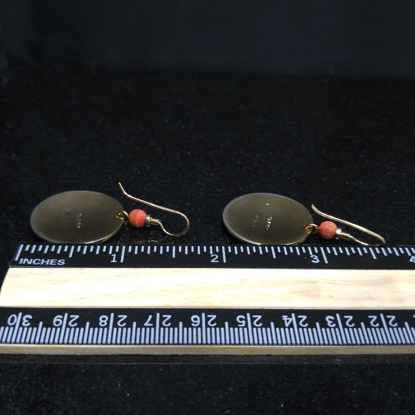 Vintage Laurel Burch "Myth" Earrings, Gold Plated Cloisonne, Red White Black