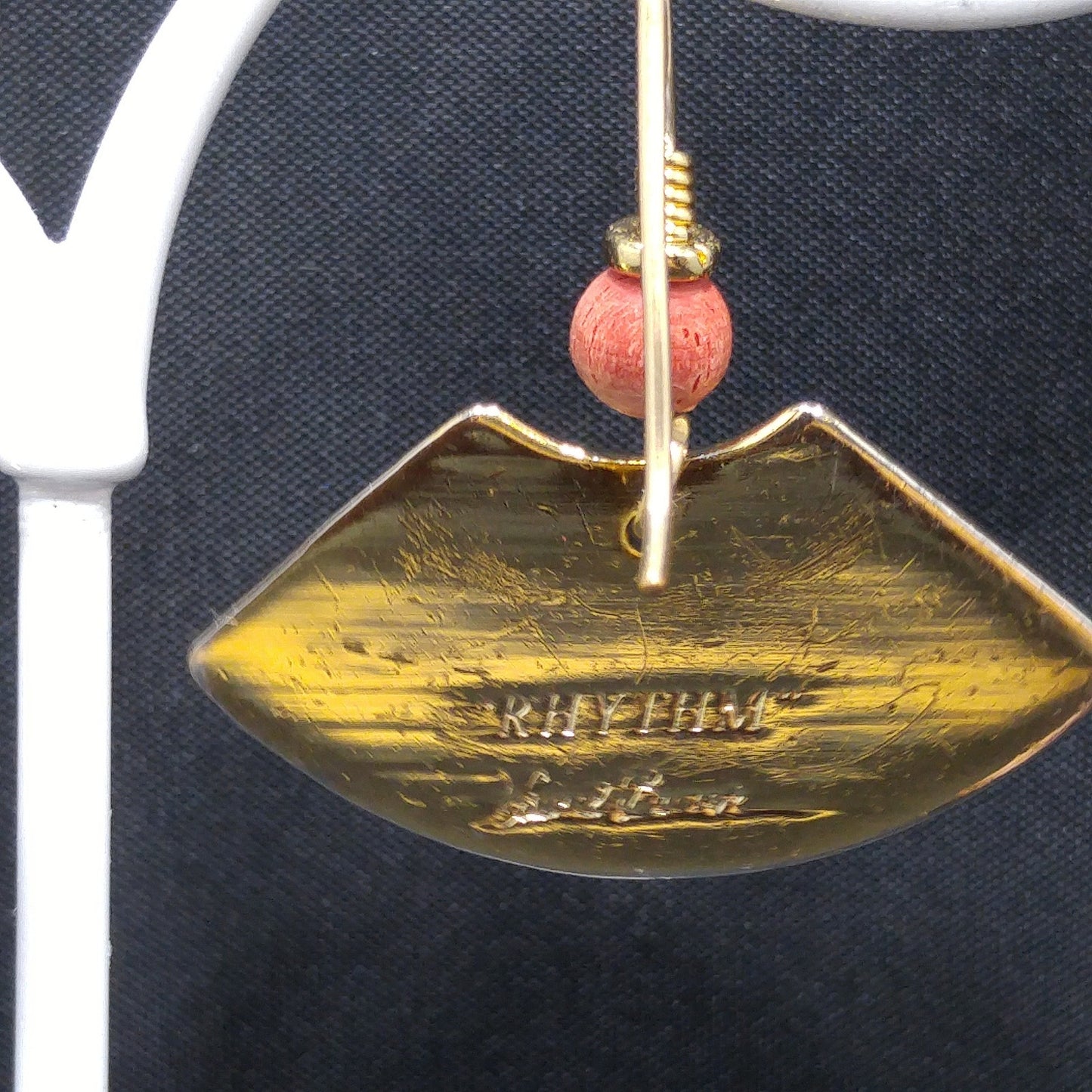 Vintage Laurel Burch "Rhythm" Earrings, Orange Enamel, Gold Plated